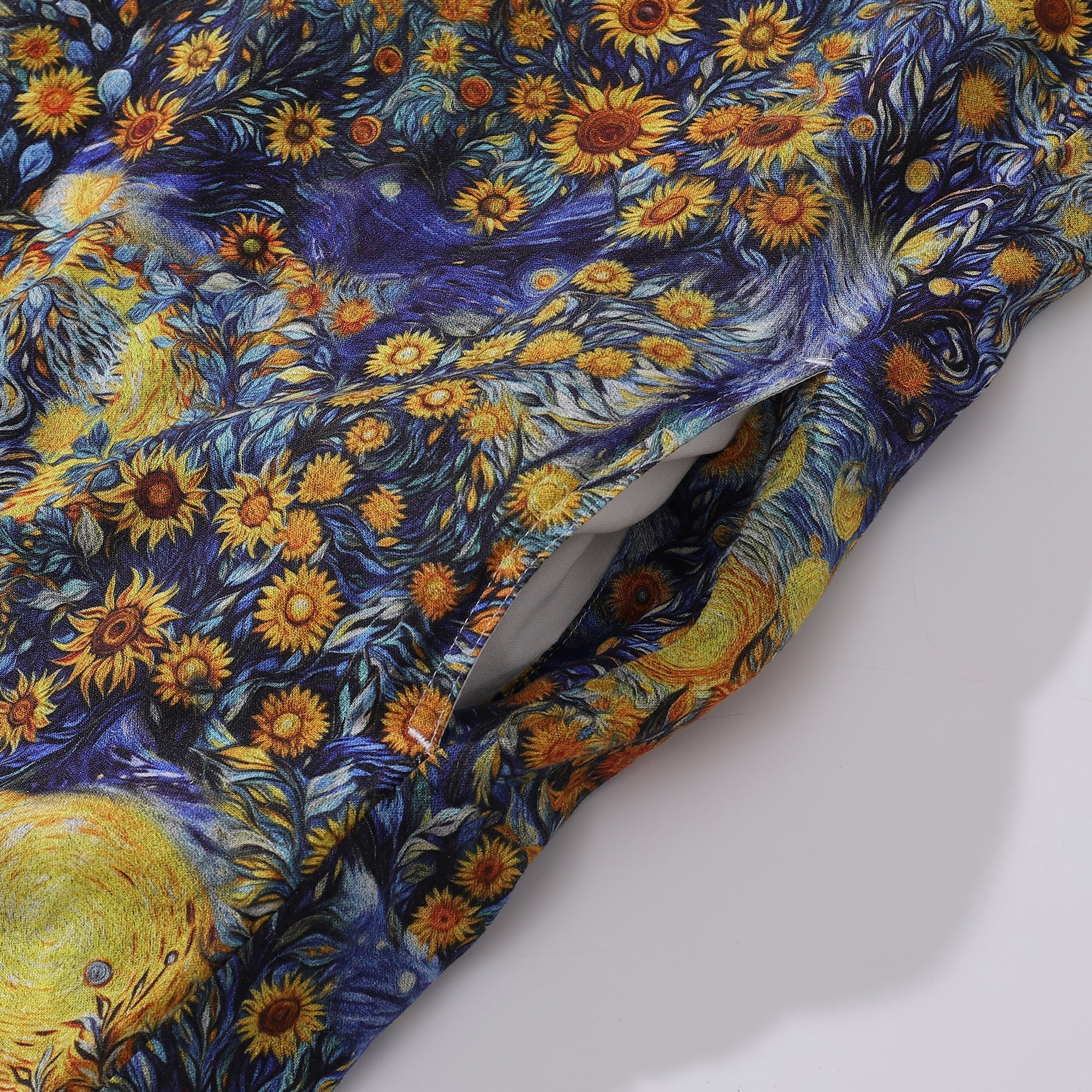 Hawaiian Dress For Women Beach Vacation Dress Van Gogh Sunflower V-Neck Dress Van Gogh Sunflower Dress