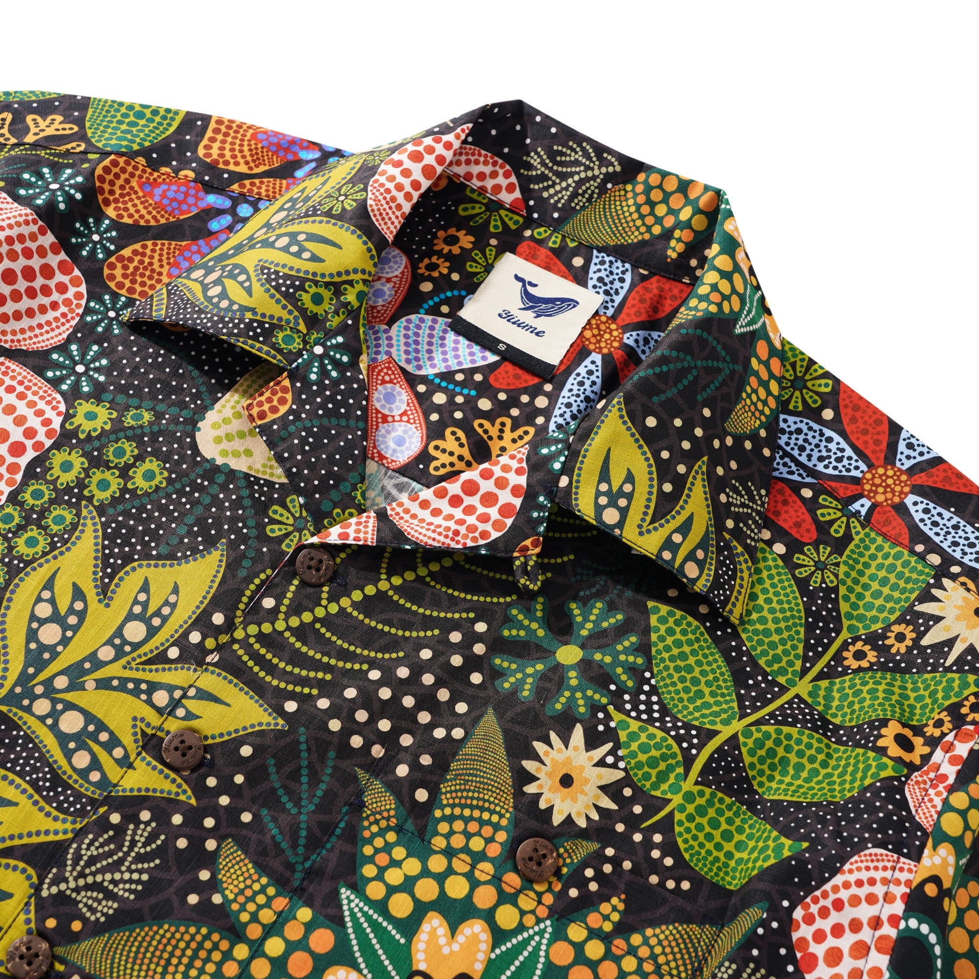 Men's Hawaiian Shirt Short Sleeve Camp Collar 100% Cotton Green Aloha Backyard Oasis