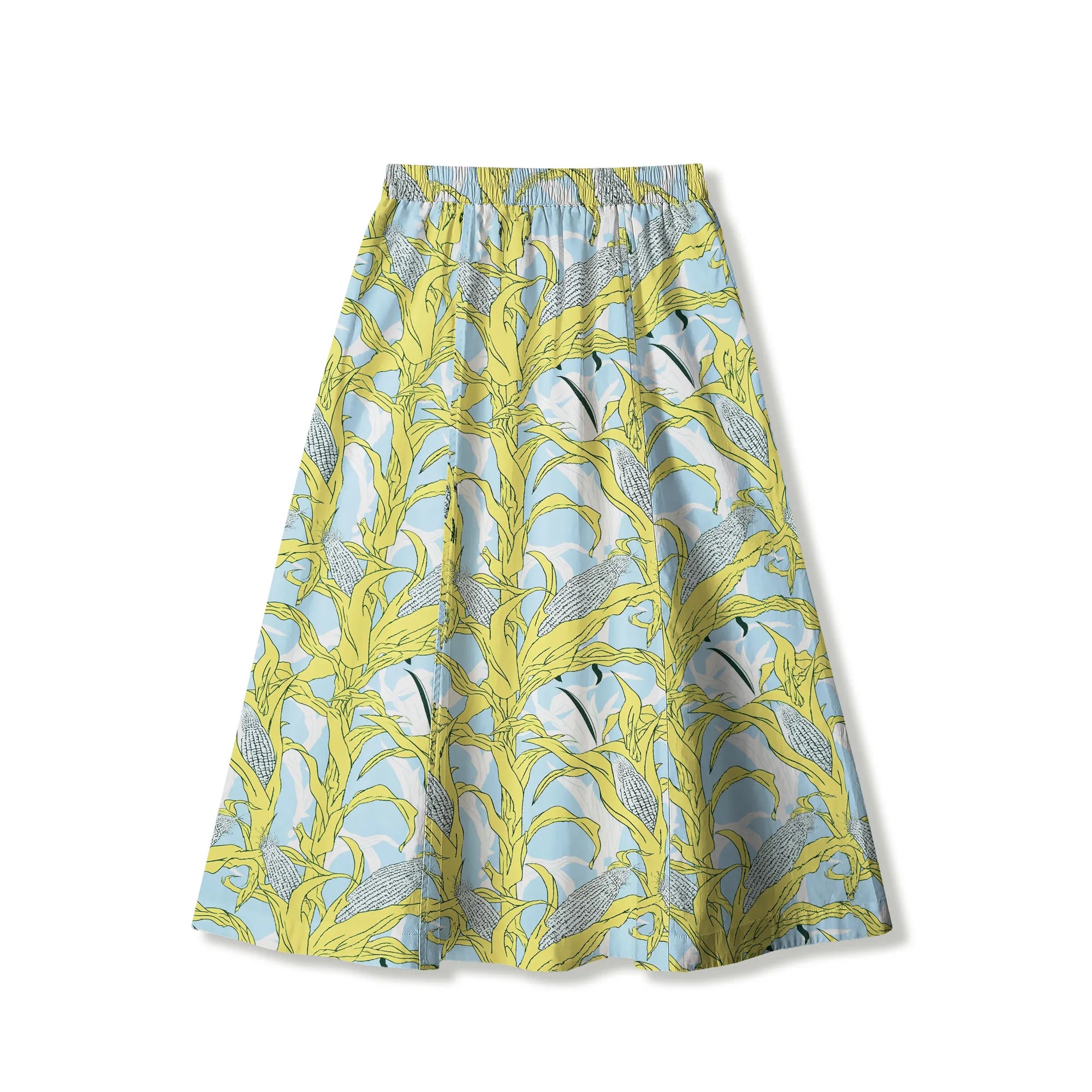 Women's casual skirt, yellow Aloha print, breathable cotton