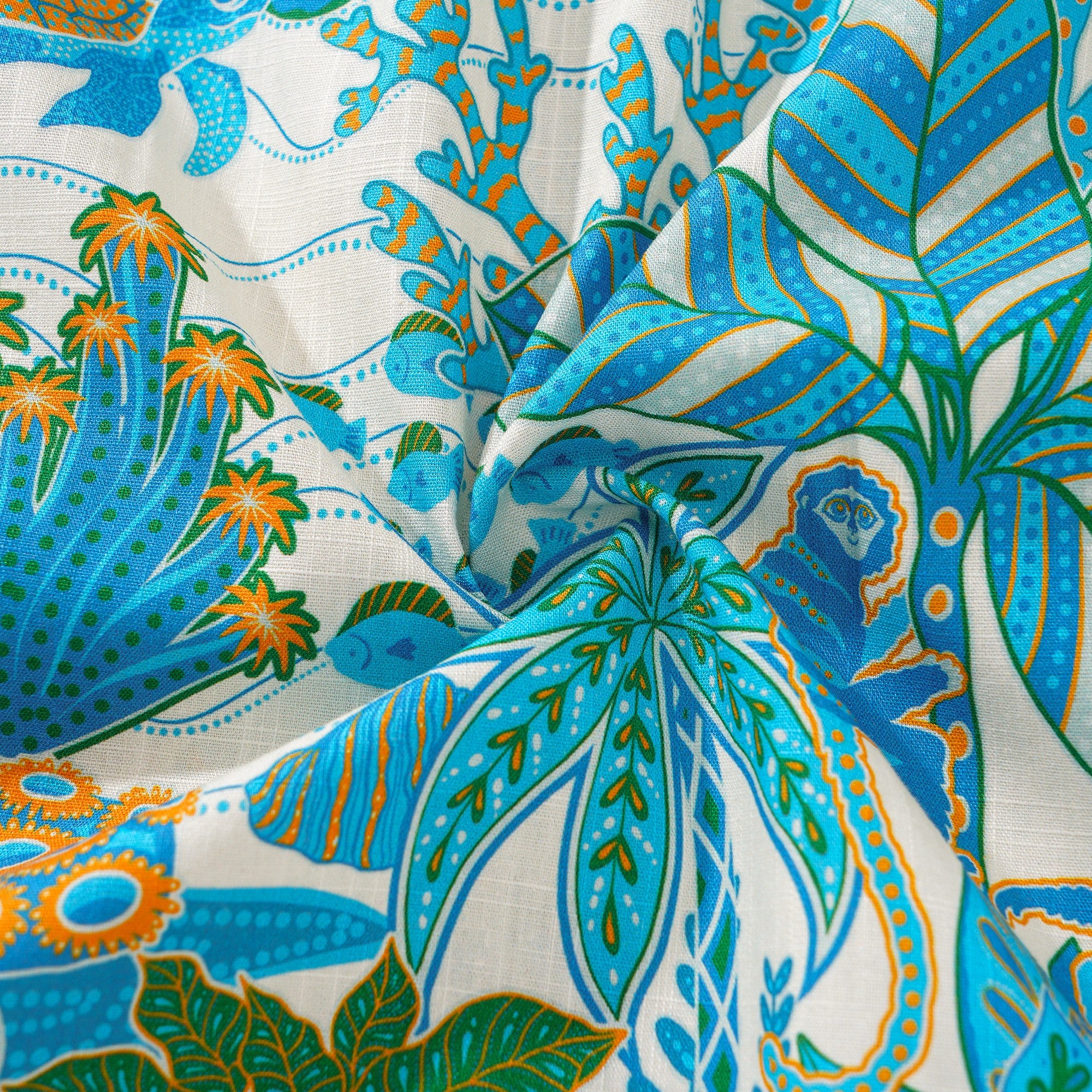 Herren-Hawaiian-Hemd Kurzärmel Button 100% Baumwollblau Aloha Fantasy Paradise