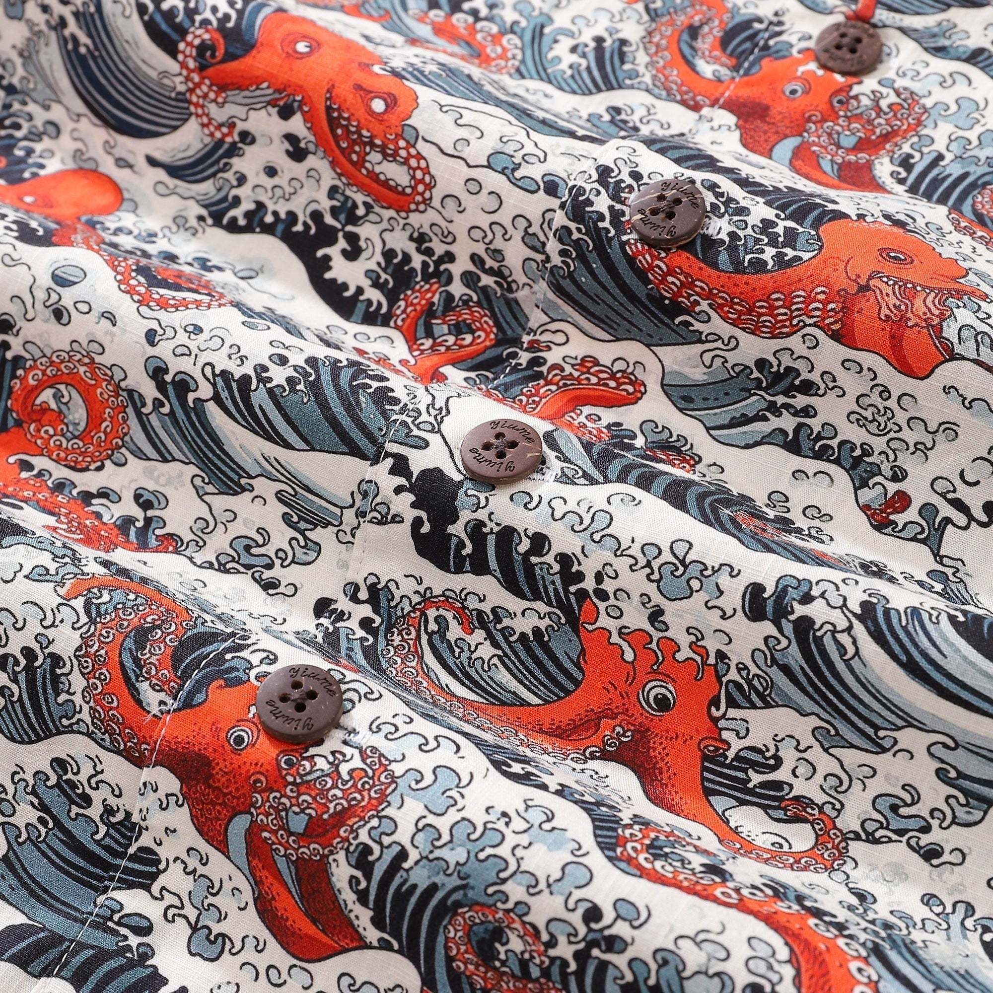 Hawaiian Shirt For Men Octopus Revelry Shirt Camp Collar 100% Cotton Shirt