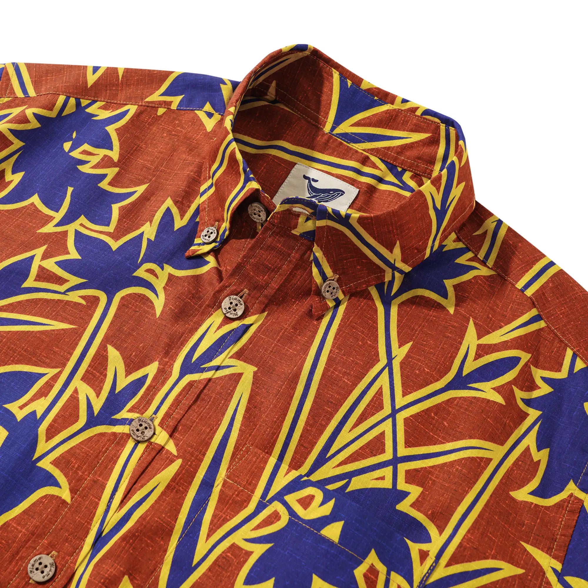 Men's Hawaiian Shirt Short Sleeve Button-down 100% Cotton Blue Aloha Blue Blossom