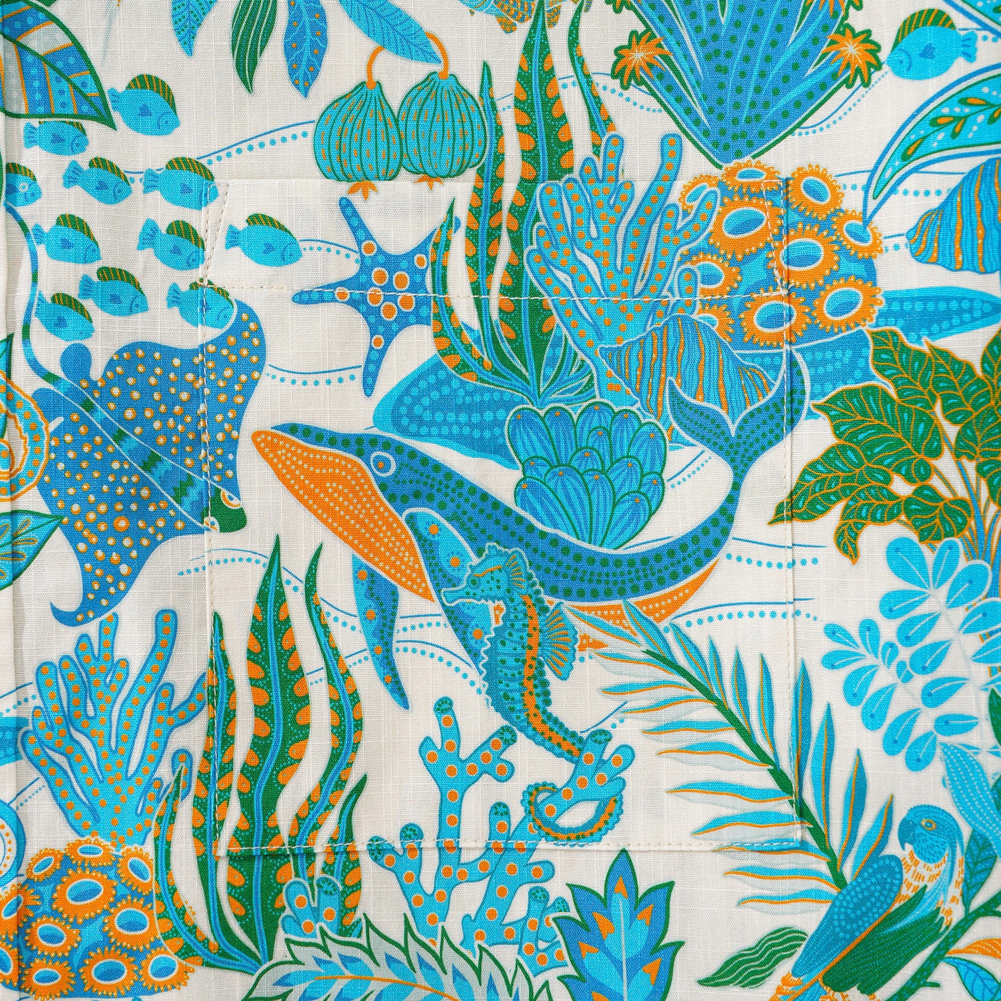 Herren-Hawaiian-Hemd Kurzärmel Button 100% Baumwollblau Aloha Fantasy Paradise