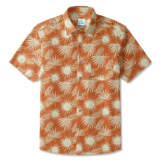 Men's Hawaiian shirt with orange coconut shadow design
