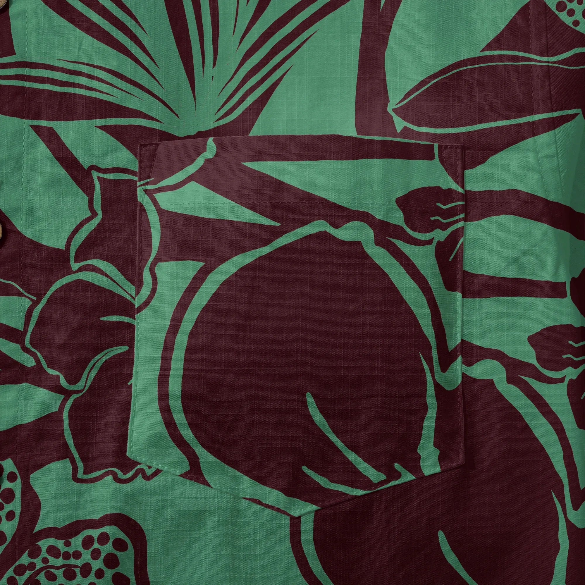 Men's green Hawaiian shirt with button-up collar