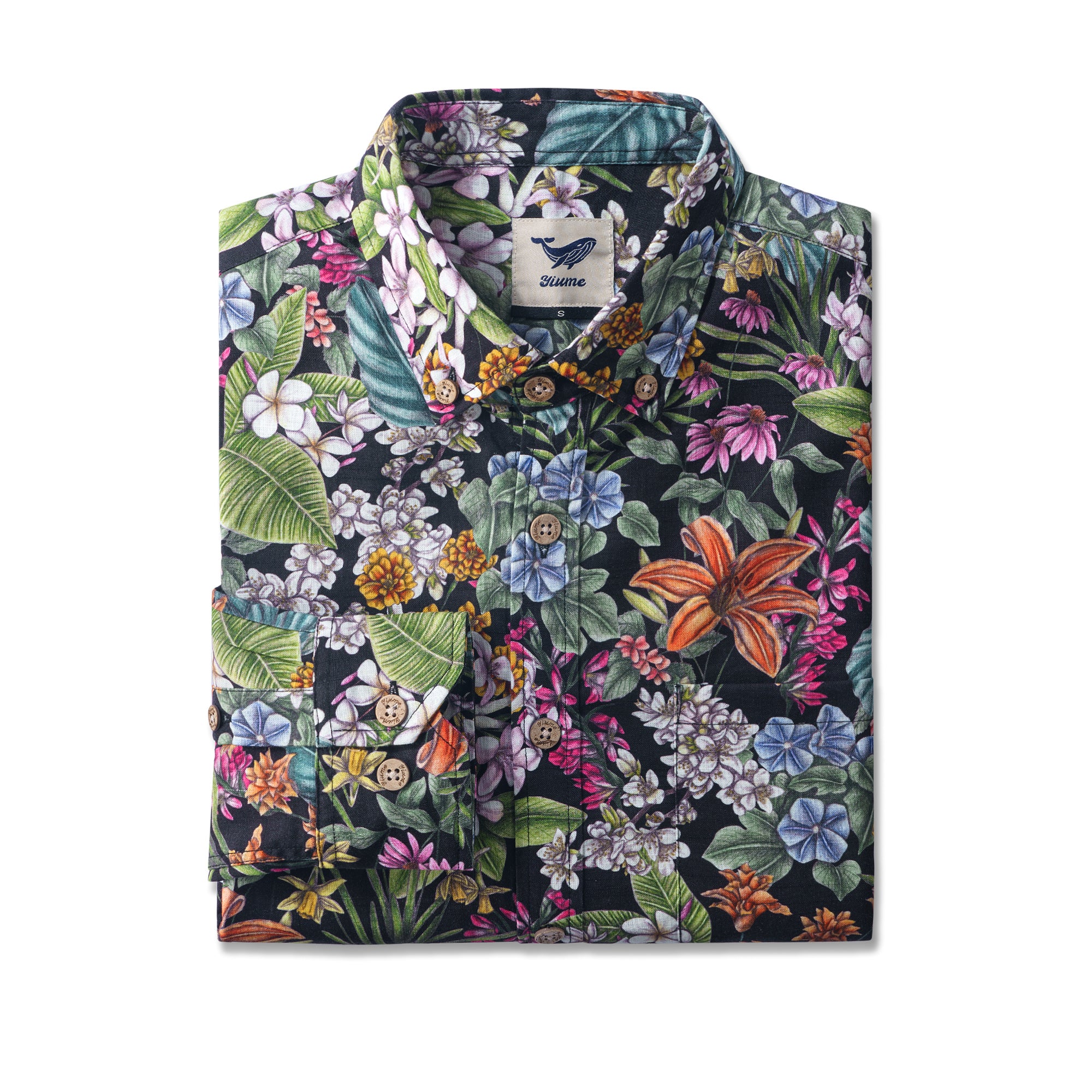 La Signification des Fleurs Par Cecilia Battaini Chemise à Manches Longues pour Homme 100% Coton Boutonnée Aloha Hawaïenne