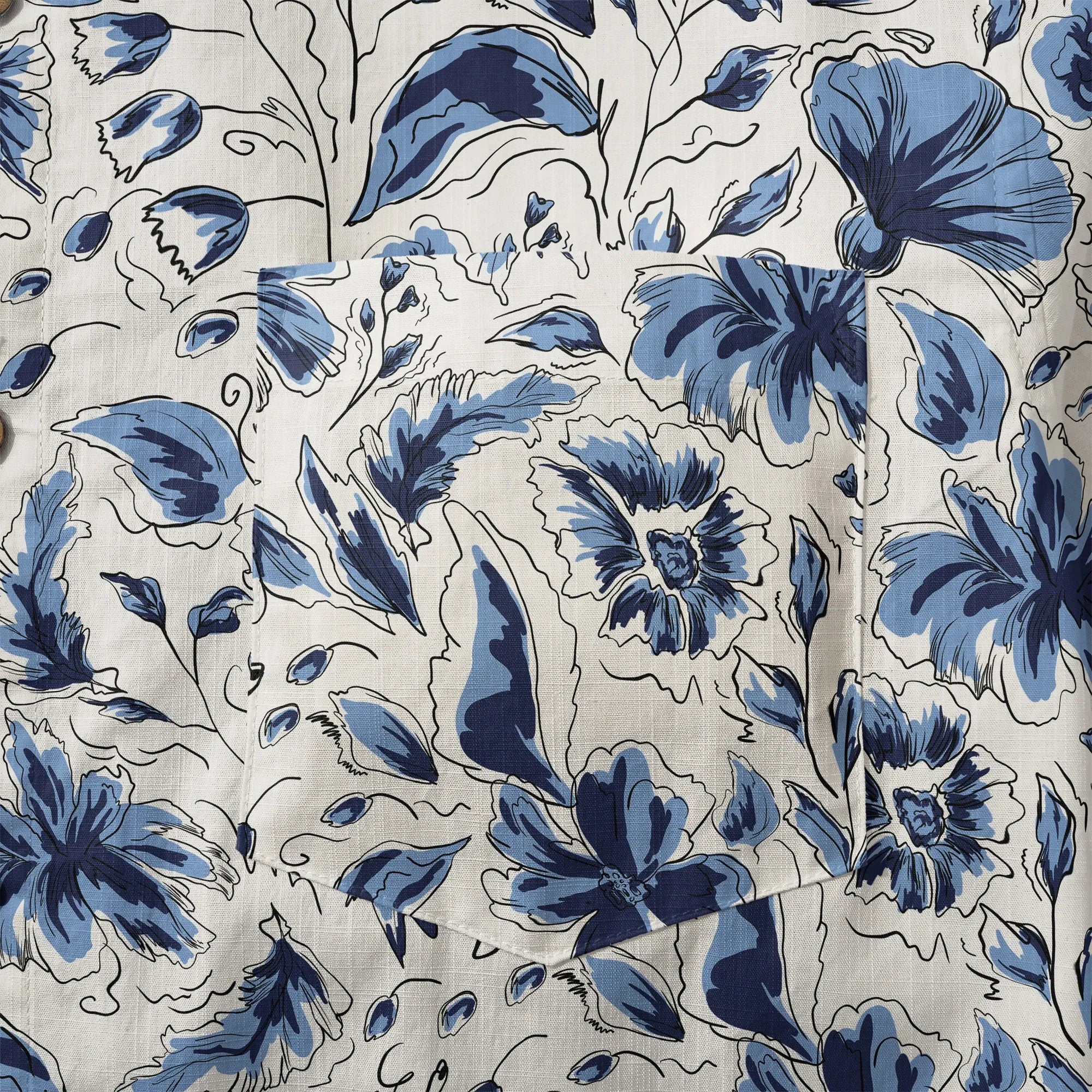 LeosWare Men's Blue Aloha Shirt with Floral Print