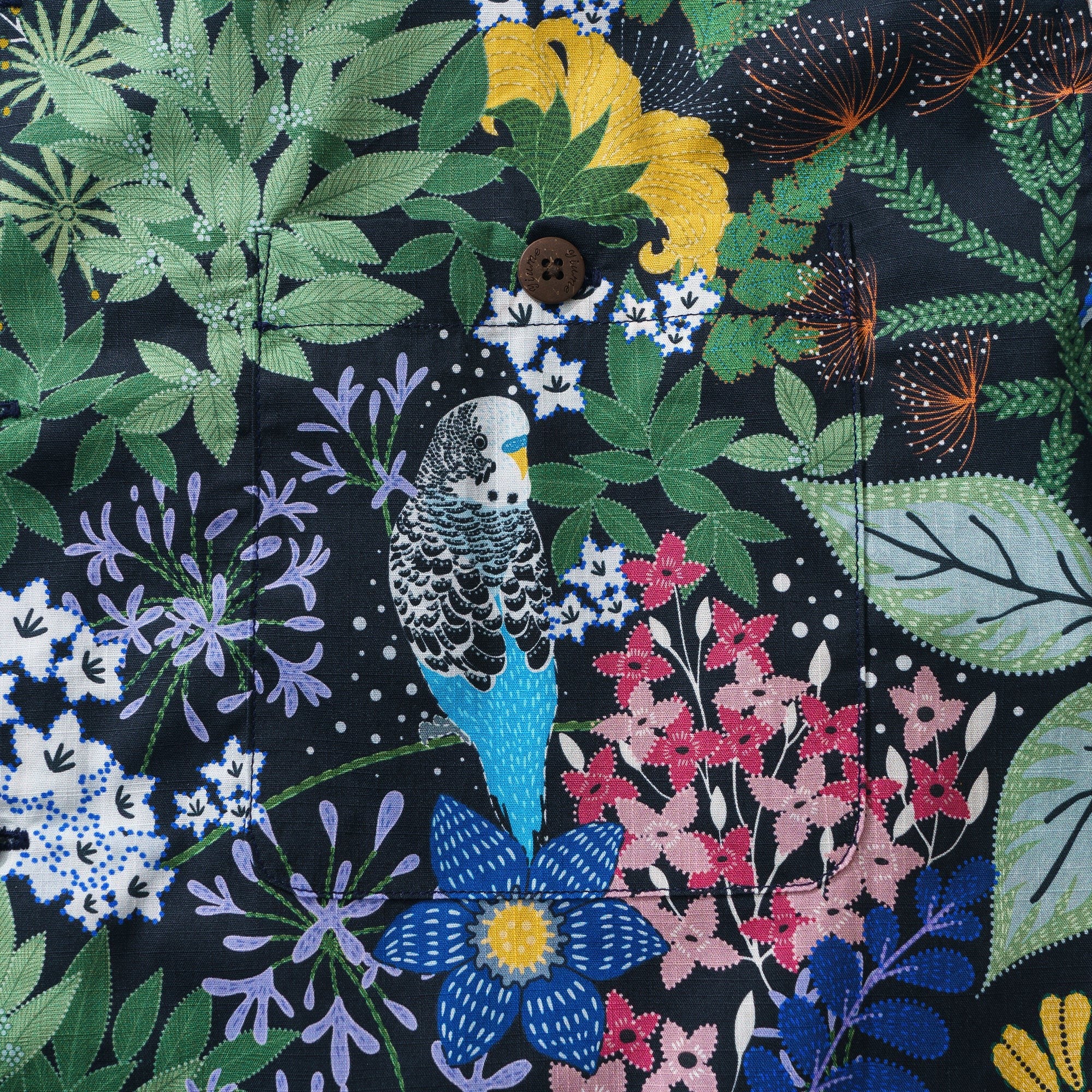 Yiume Papagei Hawaiian Shirt für Männer 100% Baumwolle Kurzarm Grünes Camp-Kragen Aloha-Shirt