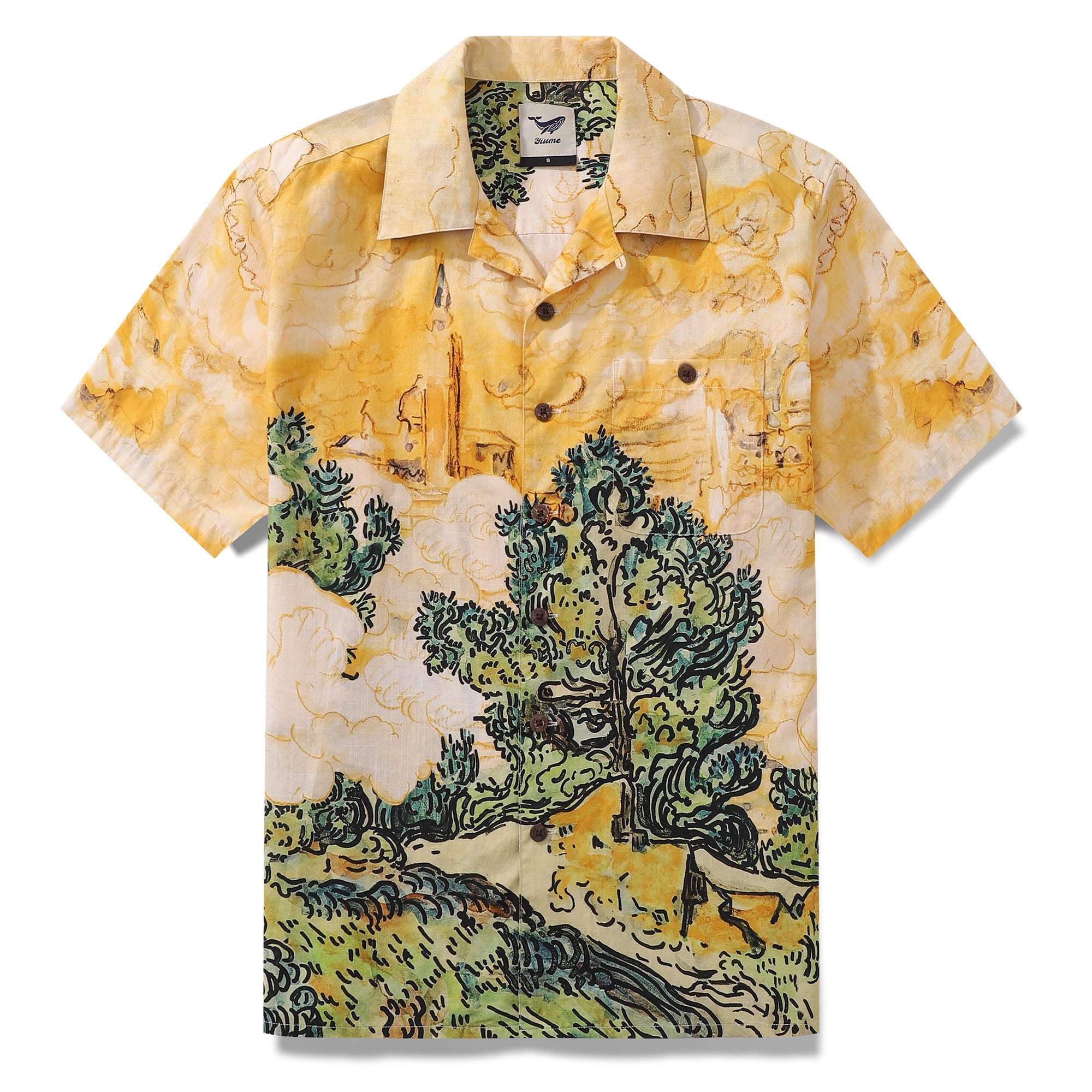 Hawaiian Shirt For Men 1950s Vintage Nature's Canvas Shirt Camp Collar 100% Cotton