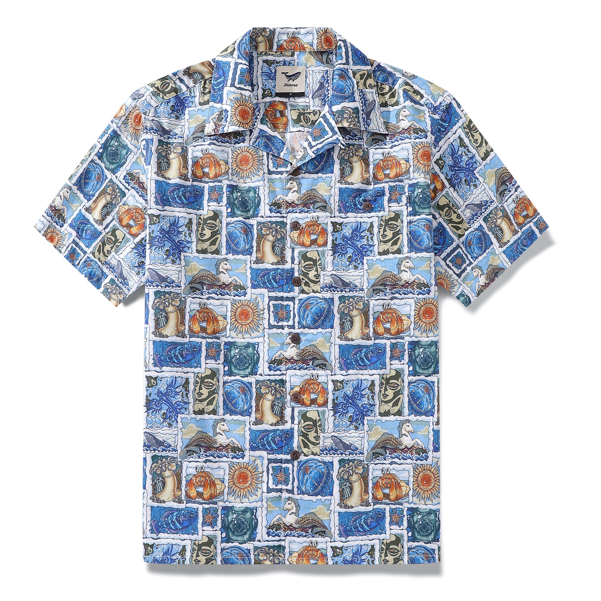 Hawaiian Shirt For Men 1940s Vintage Shirt Camp Collar 100% Cotton