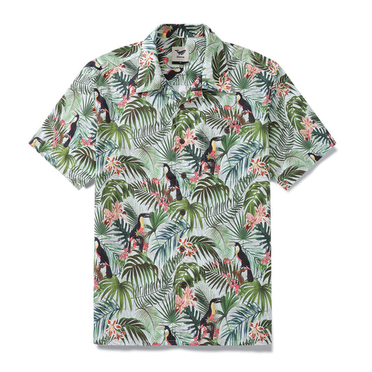 Chemise hawaïenne pour hommes Toucan par Brooklyn Bees Design Studio chemise col camp 100% coton