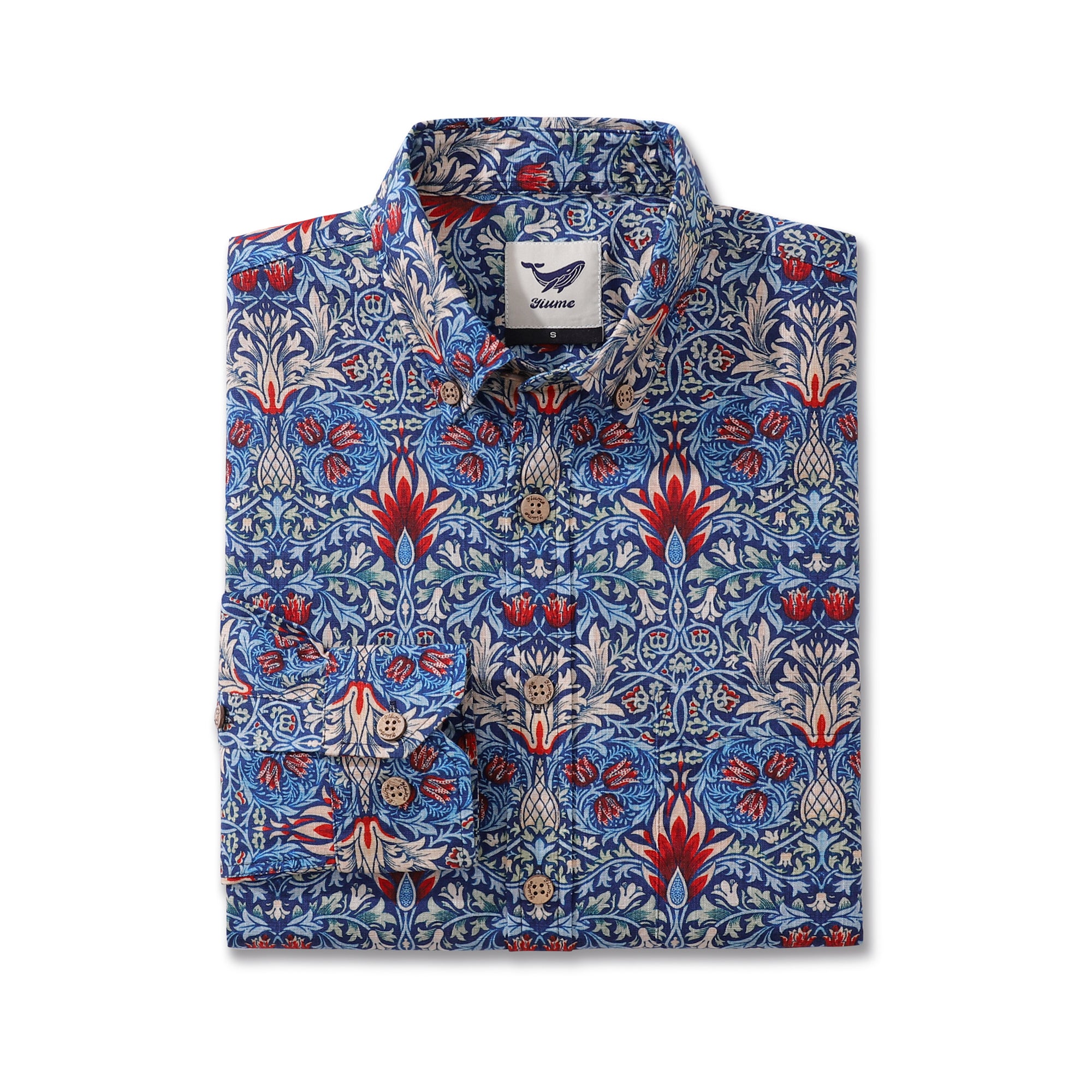 Men's Hawaiian Shirt Snakehead Cotton Button-down Long Sleeve Aloha Shirt