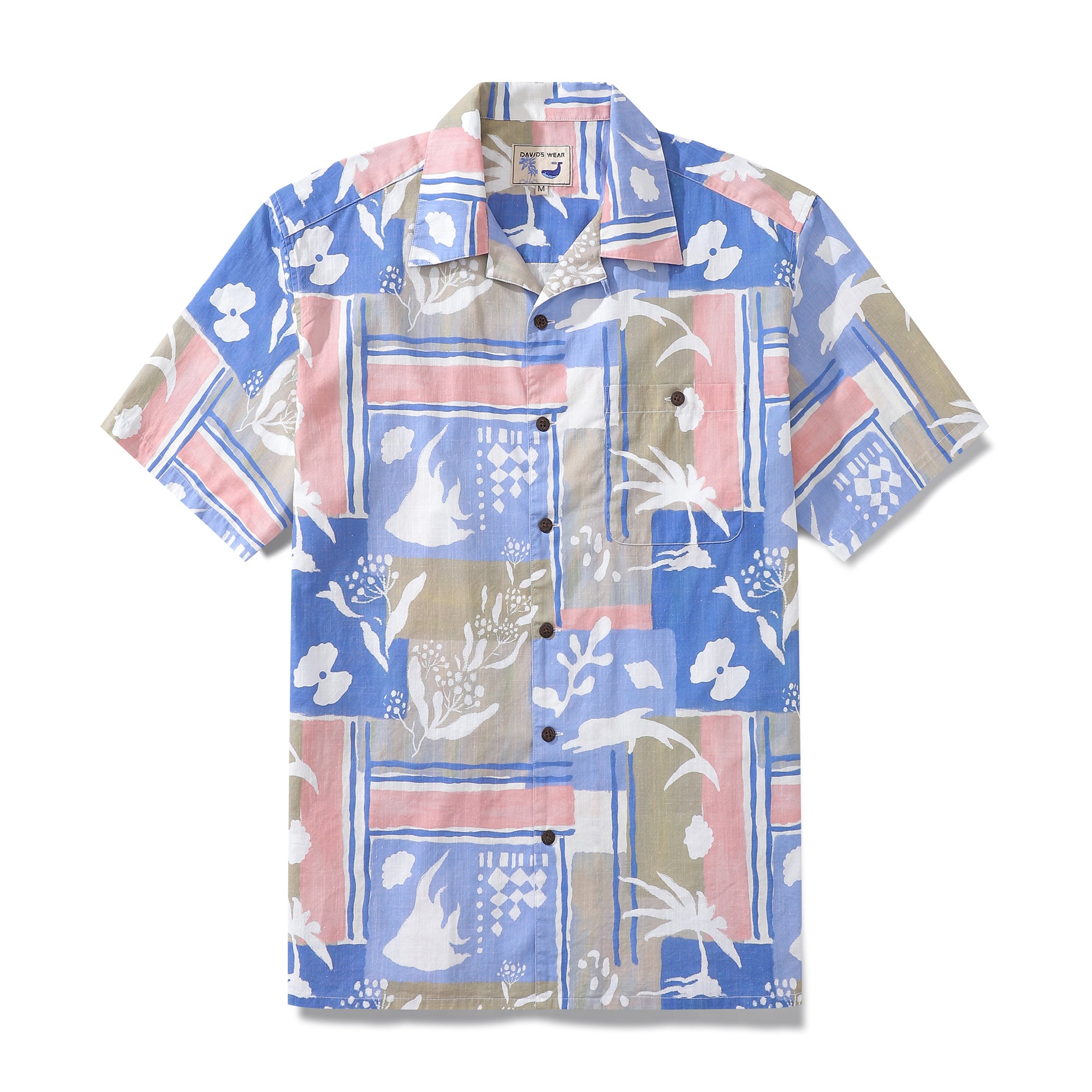 Hawaiian Shirt For Men Nomadic traveler Shirt Camp Collar 100% Cotton