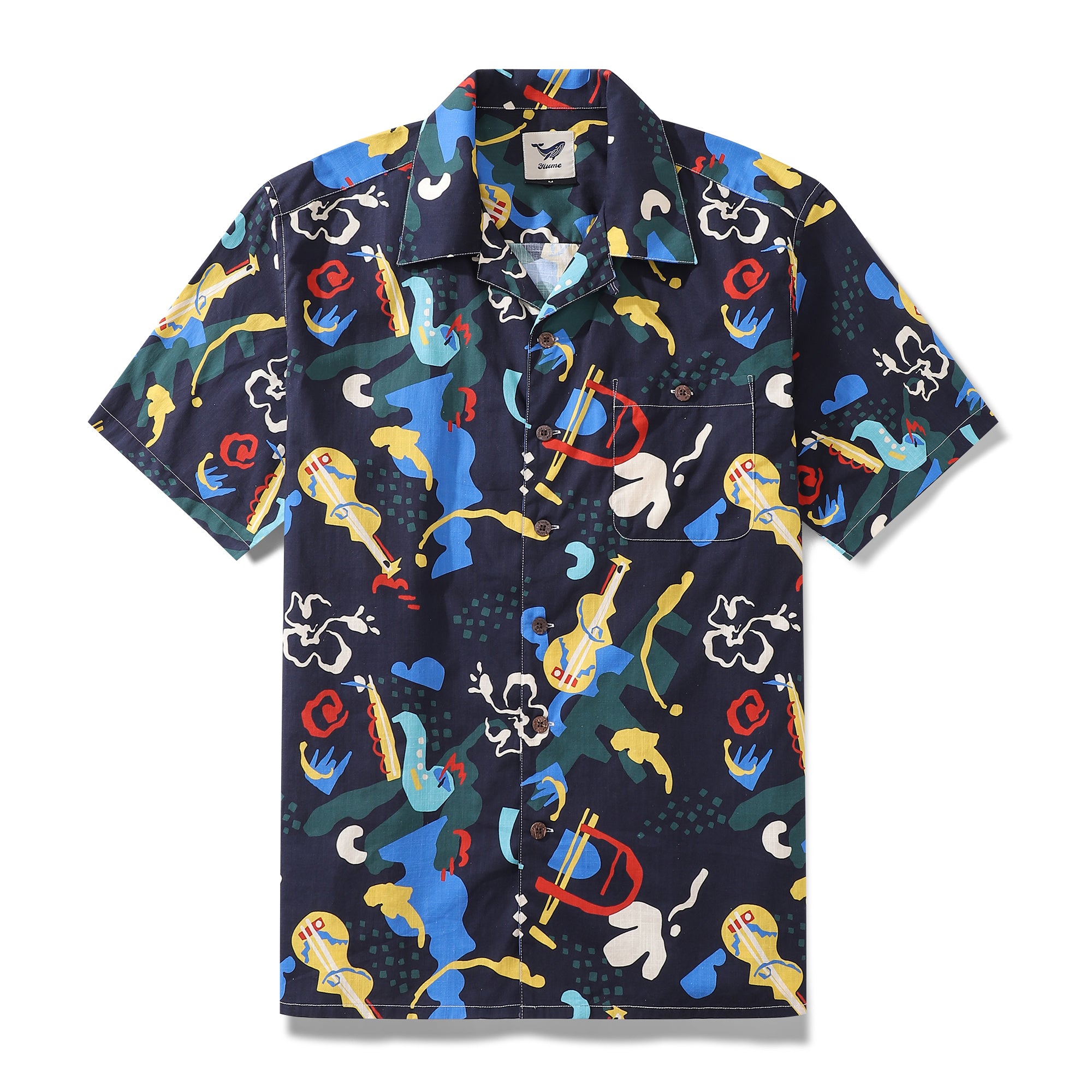 Hawaiian Shirt For Men Jazz Club Shirt Camp Collar 100% Cotton