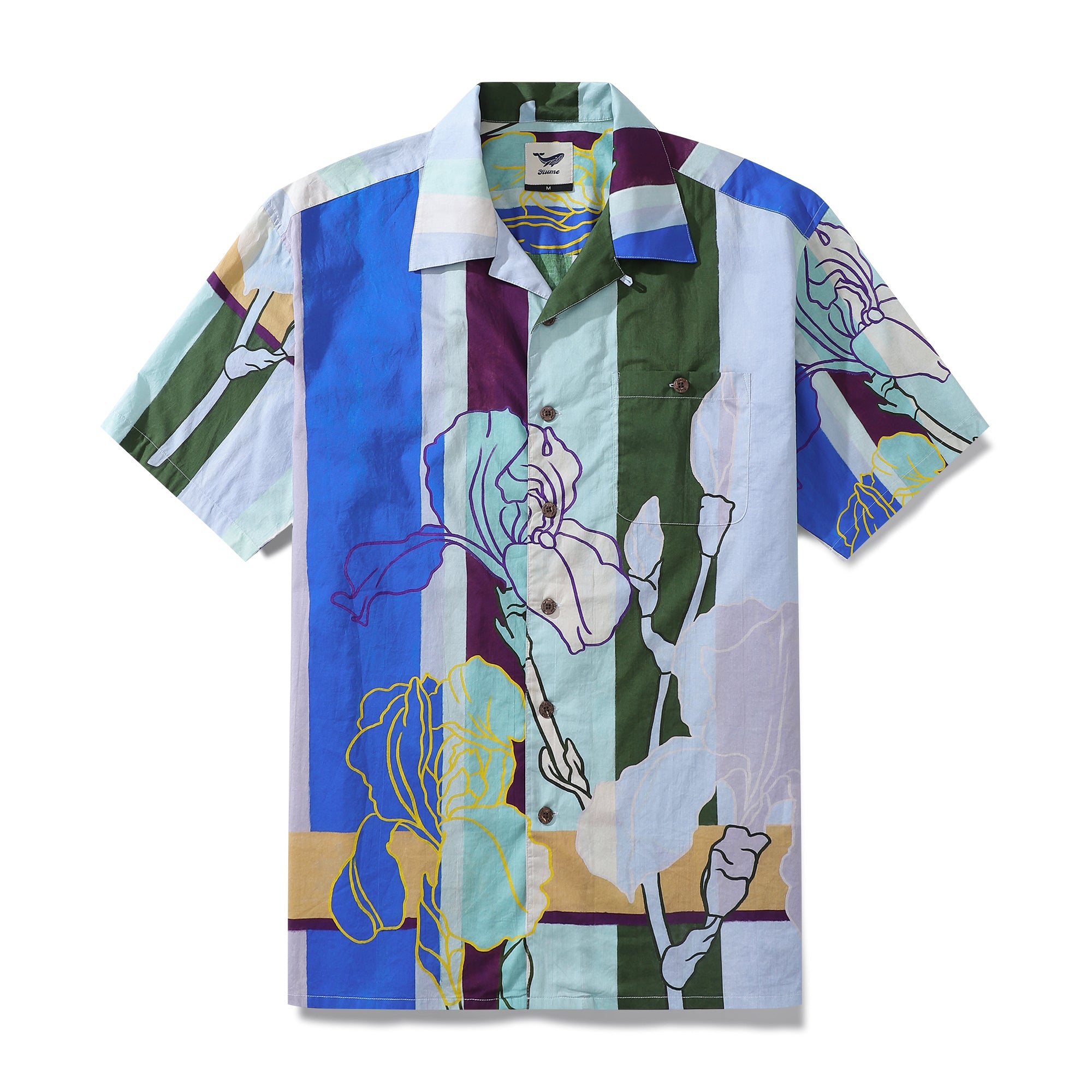 Hawaiian Shirts For Men Iris flower Shirt 100% Cotton