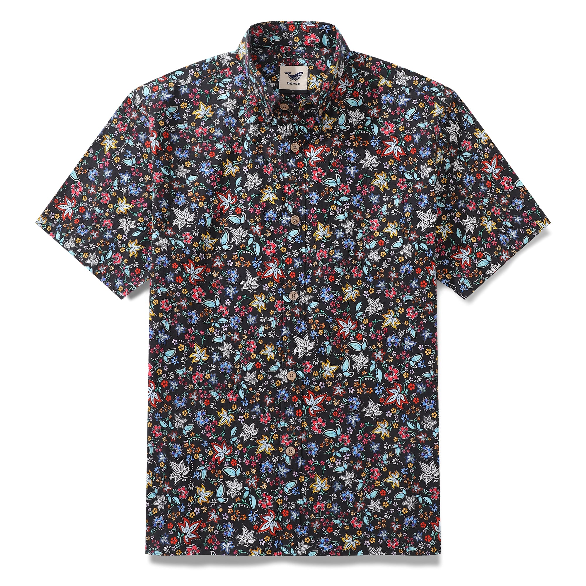 Men's Hawaiian Shirt Garden of Delights Print Cotton Button-down Short Sleeve Aloha Shirt
