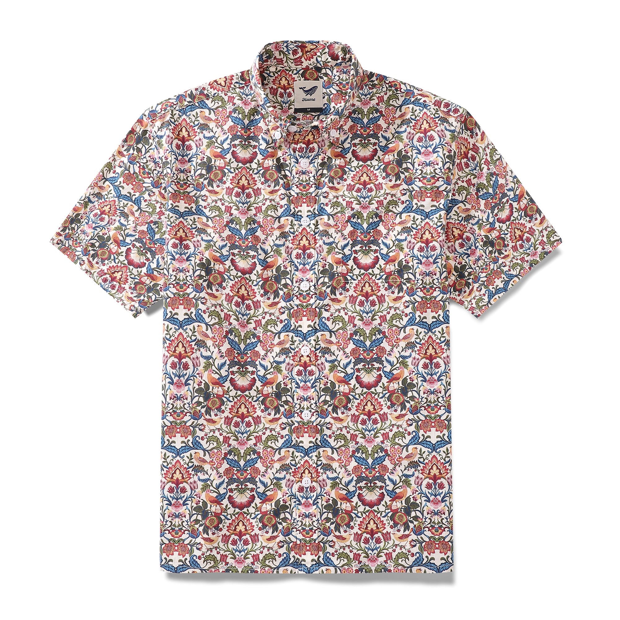 Men's Hawaiian Shirt Rural Charm Print Cotton Button-down Short Sleeve Aloha Shirt