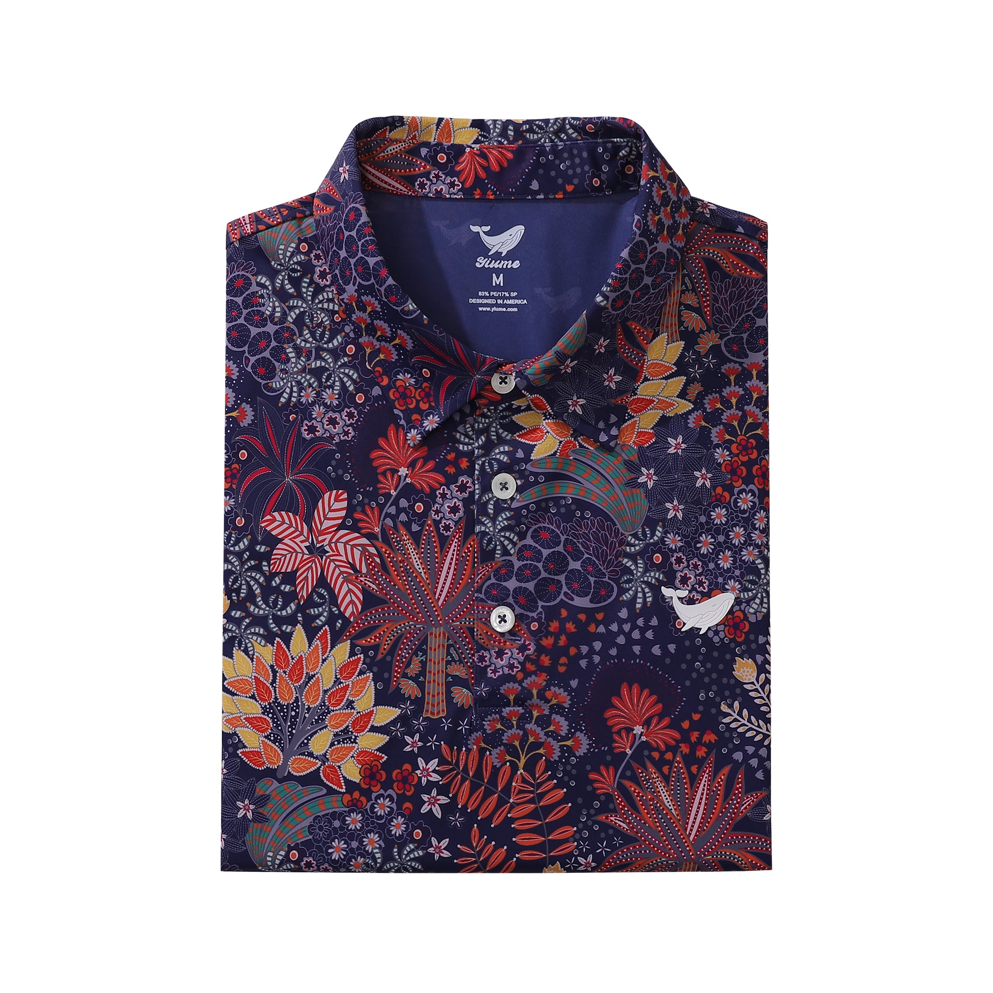 Men's Hawaiian Quirky Plants Print Short Sleeve Polo Shirt
