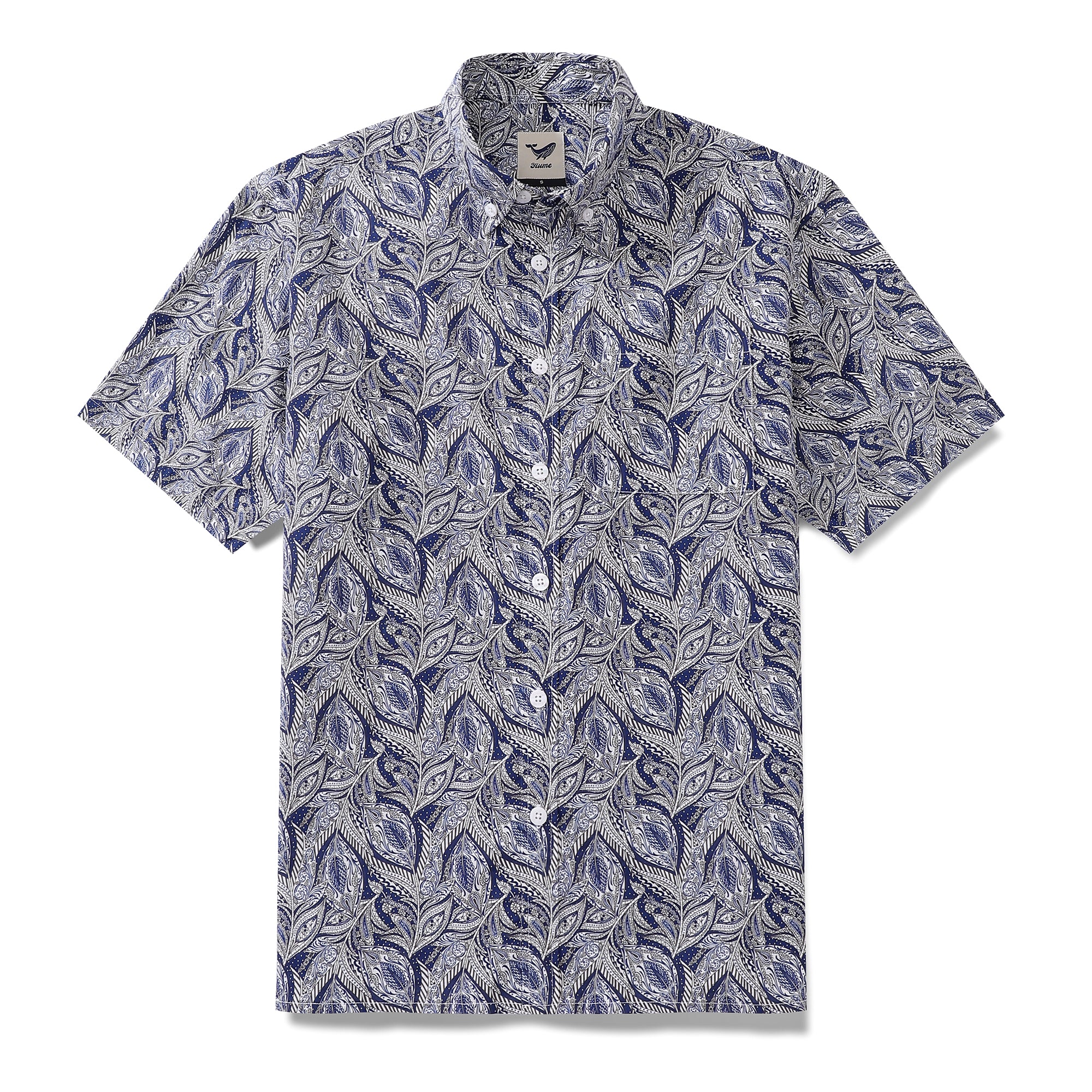 Men's Hawaiian Shirt Floral Pattern Series 1 Elm Tree Print Cotton Button-down Short Sleeve Aloha Shirt