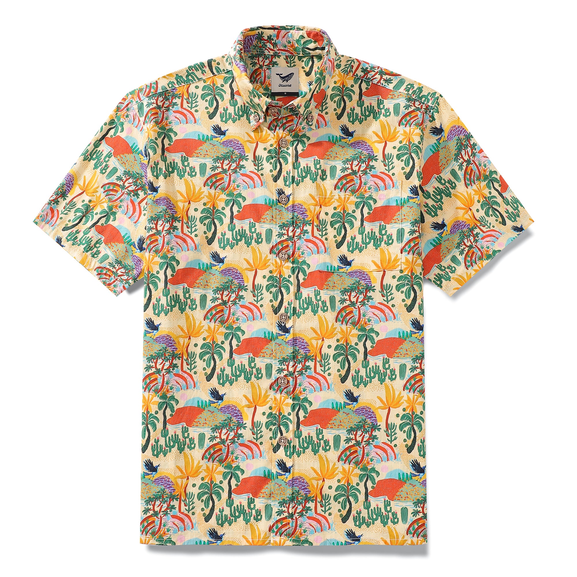 Men's Hawaiian Shirt Desert Wonderland Print By Andrea Leonelli Cotton Button-down Short Sleeve Aloha Shirt