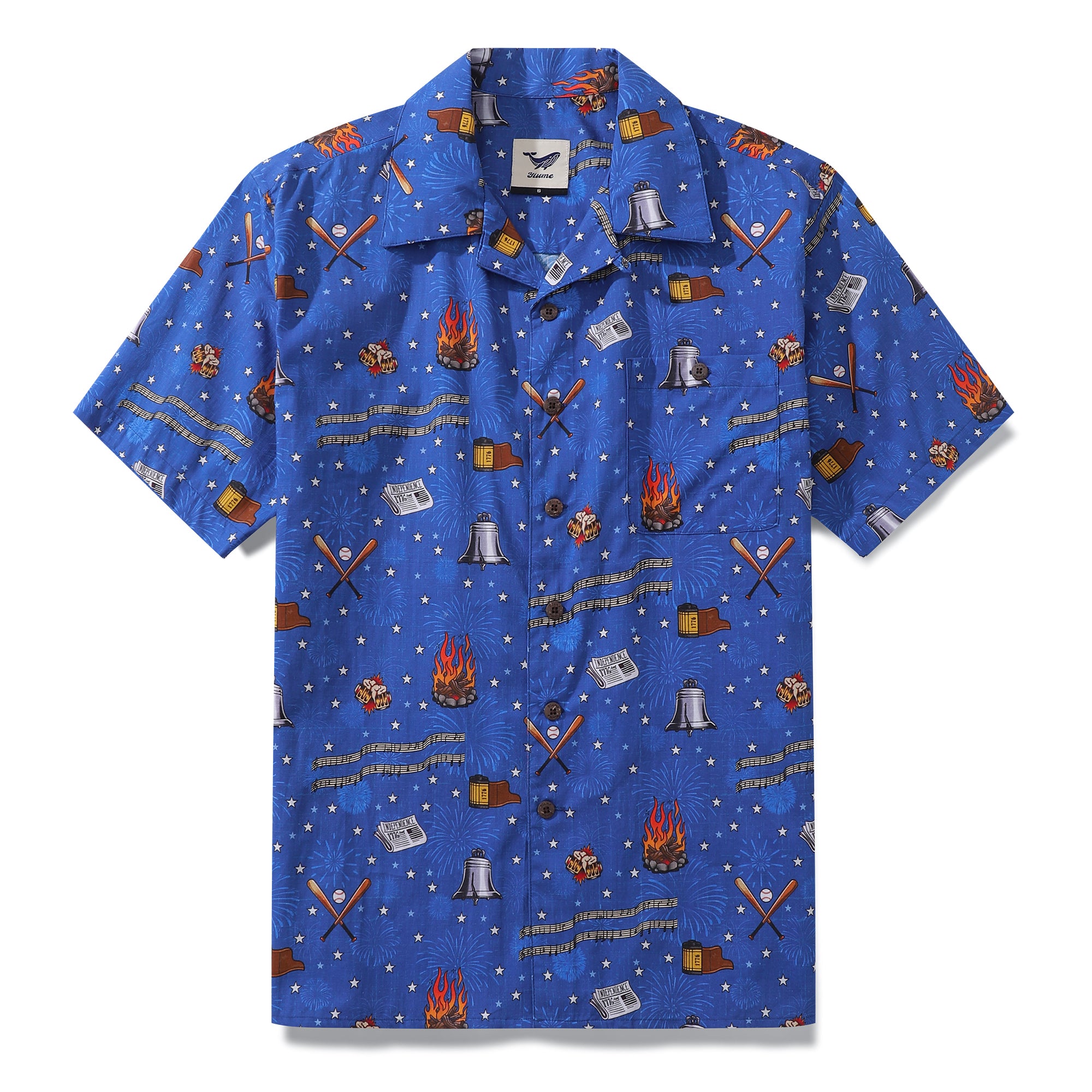 Independence Day Hawaiian Shirt For Men Celebrating Freedom Shirt Camp Collar 100% Cotton