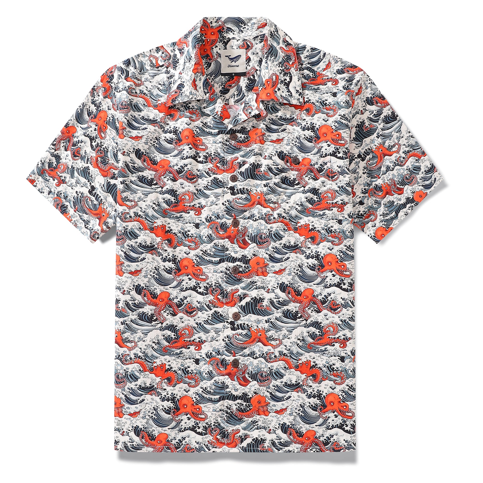 Hawaiian Shirt For Men Octopus Revelry Shirt Camp Collar 100% Cotton