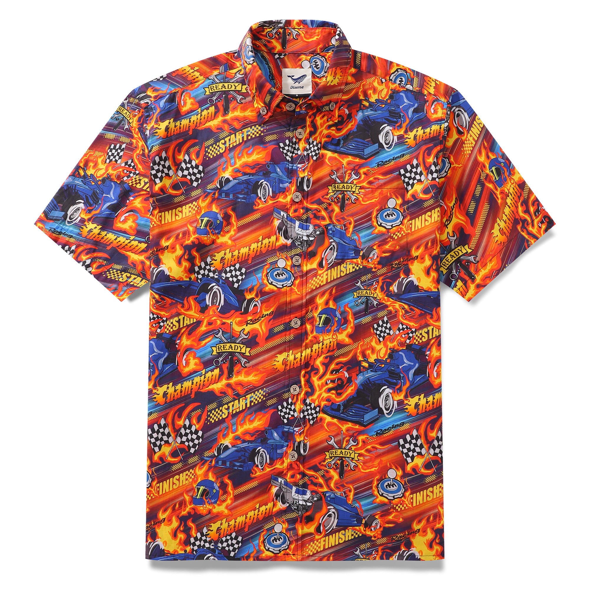 Chemise hawaïenne pour hommes à boutons Speed, à manches courtes, 100 % coton
