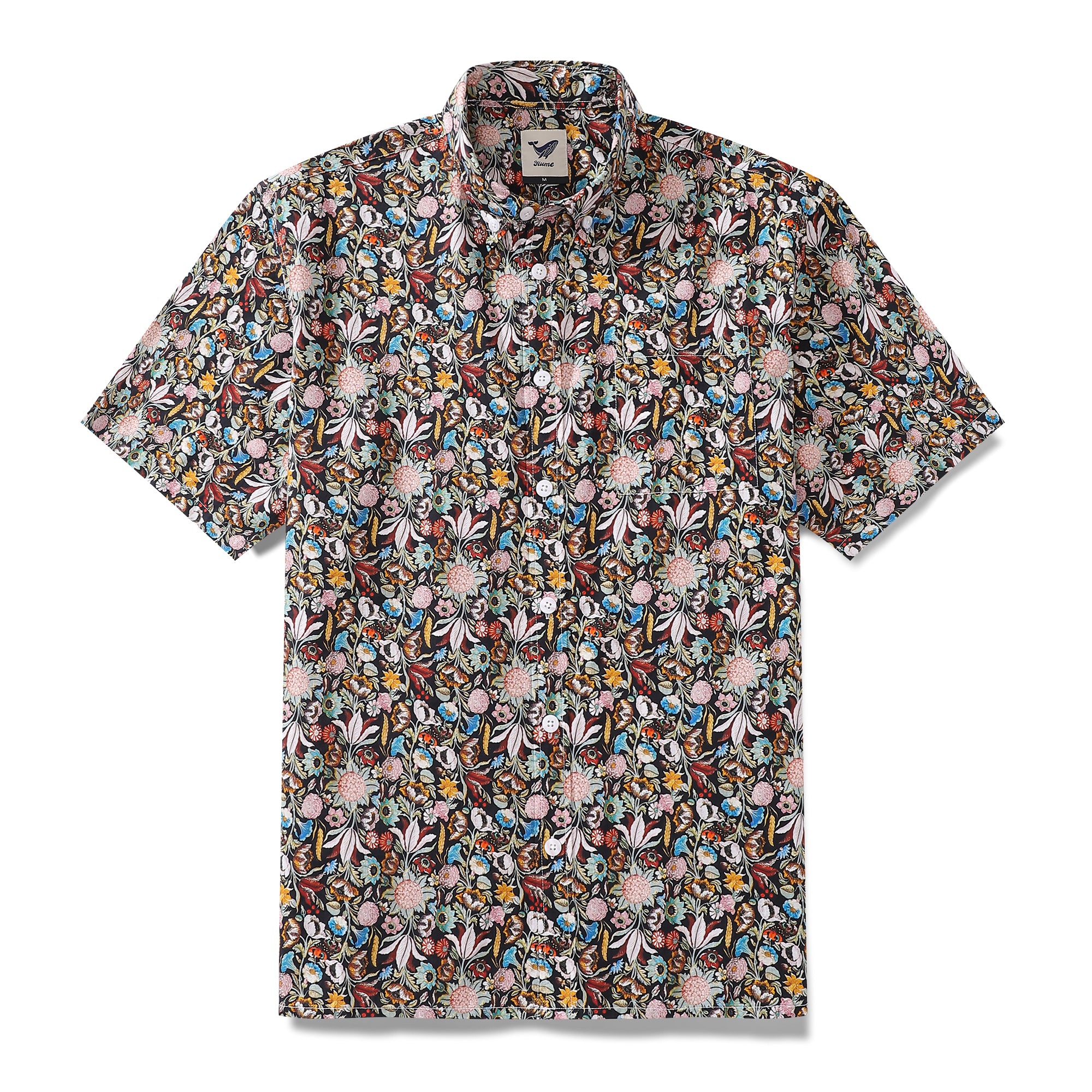 Men's Hawaiian Shirt Vintage Gothic Design Print Cotton Button-down Short Sleeve Aloha Shirt