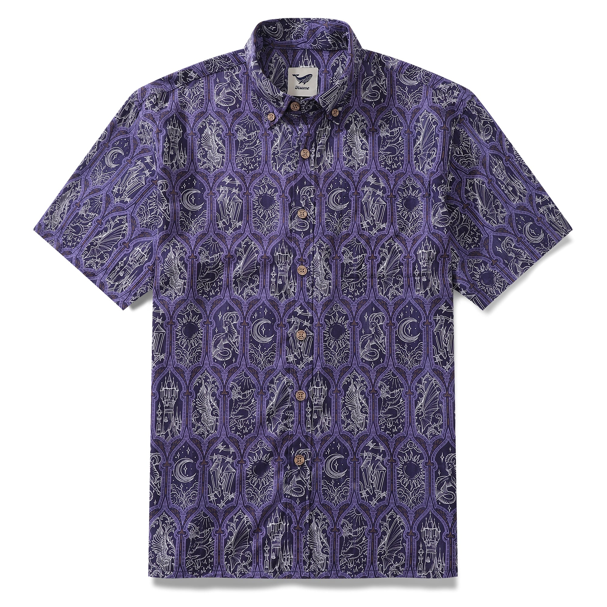 Men's Hawaiian Shirt Capricorn Print Tencel™ Button-down Short Sleeve Aloha Shirt