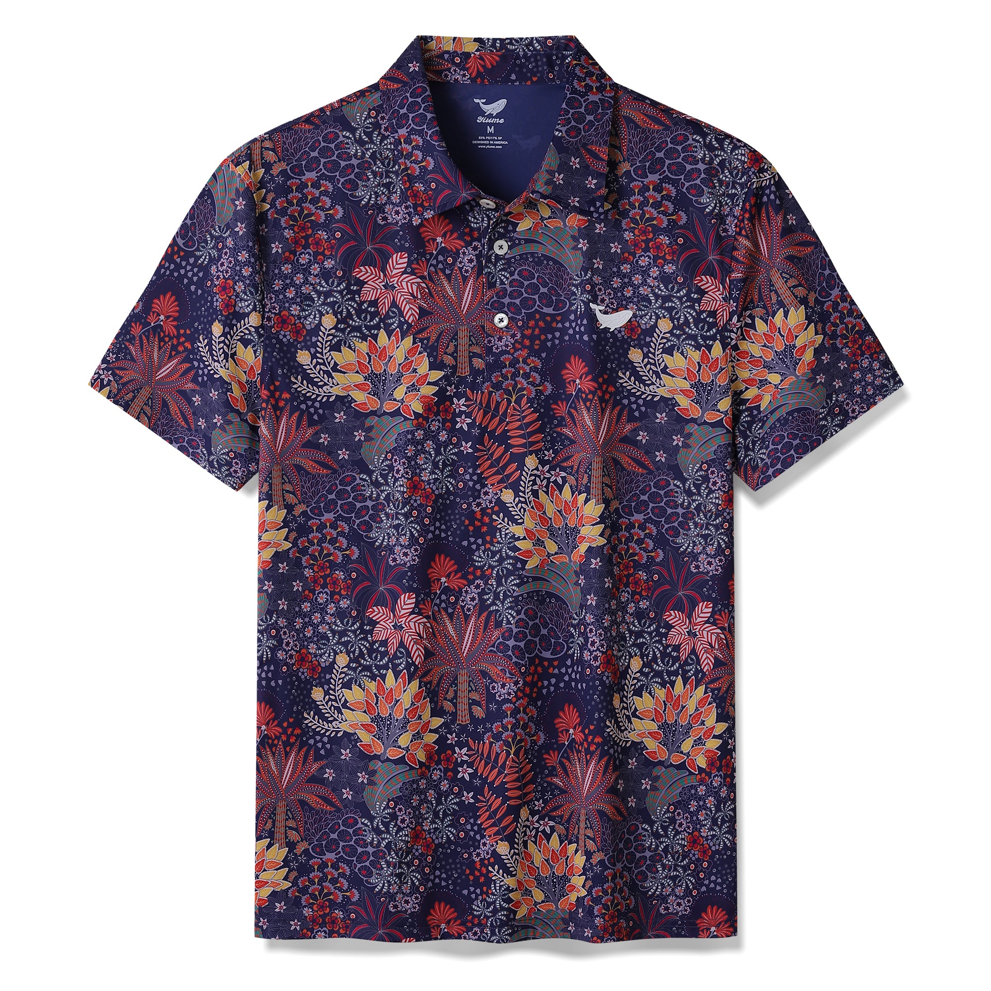 Men's Hawaiian Quirky Plants Print Short Sleeve Polo Shirt
