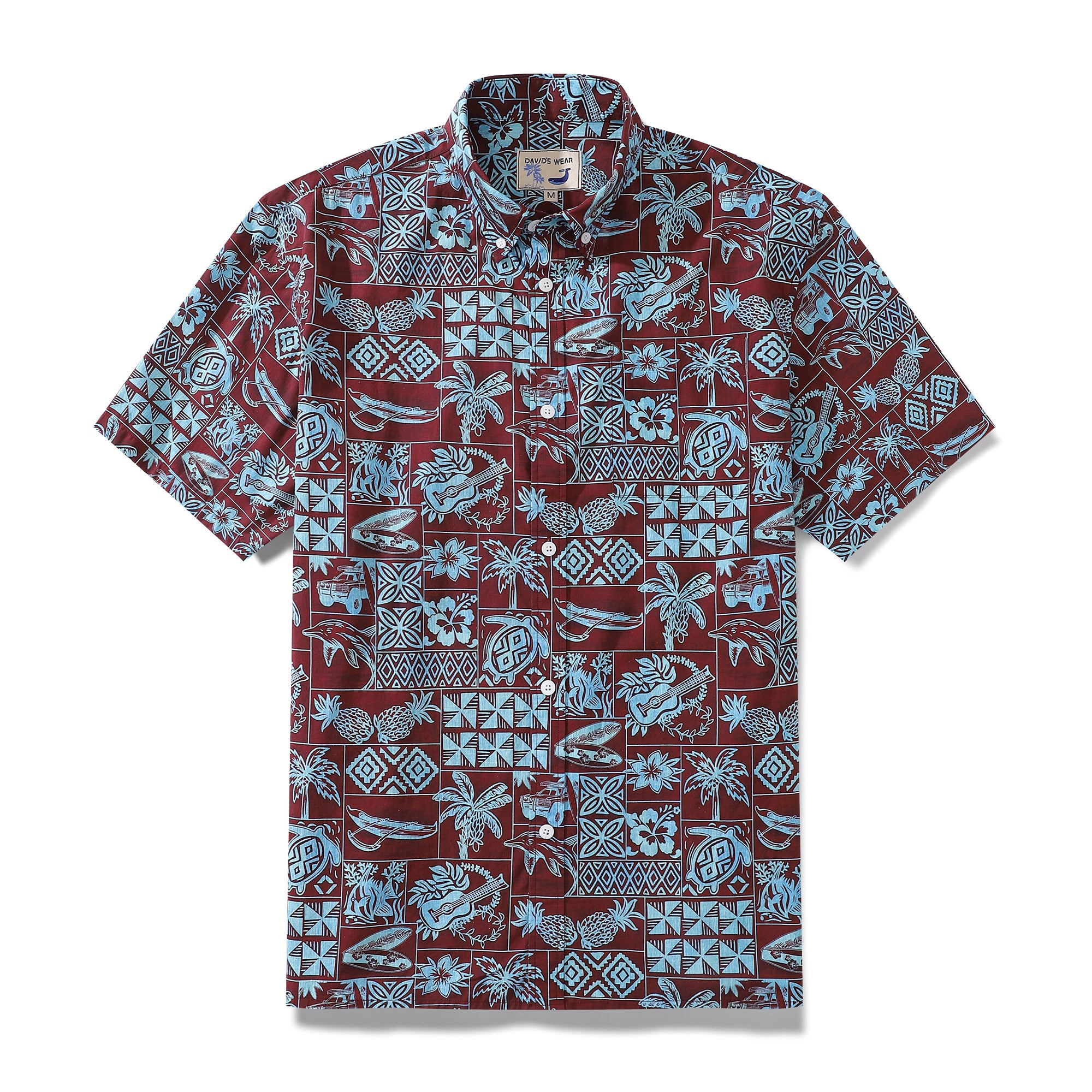 Men's Hawaiian Shirt Summer Ensemble Print Cotton Button-down Short Sleeve Aloha Shirt