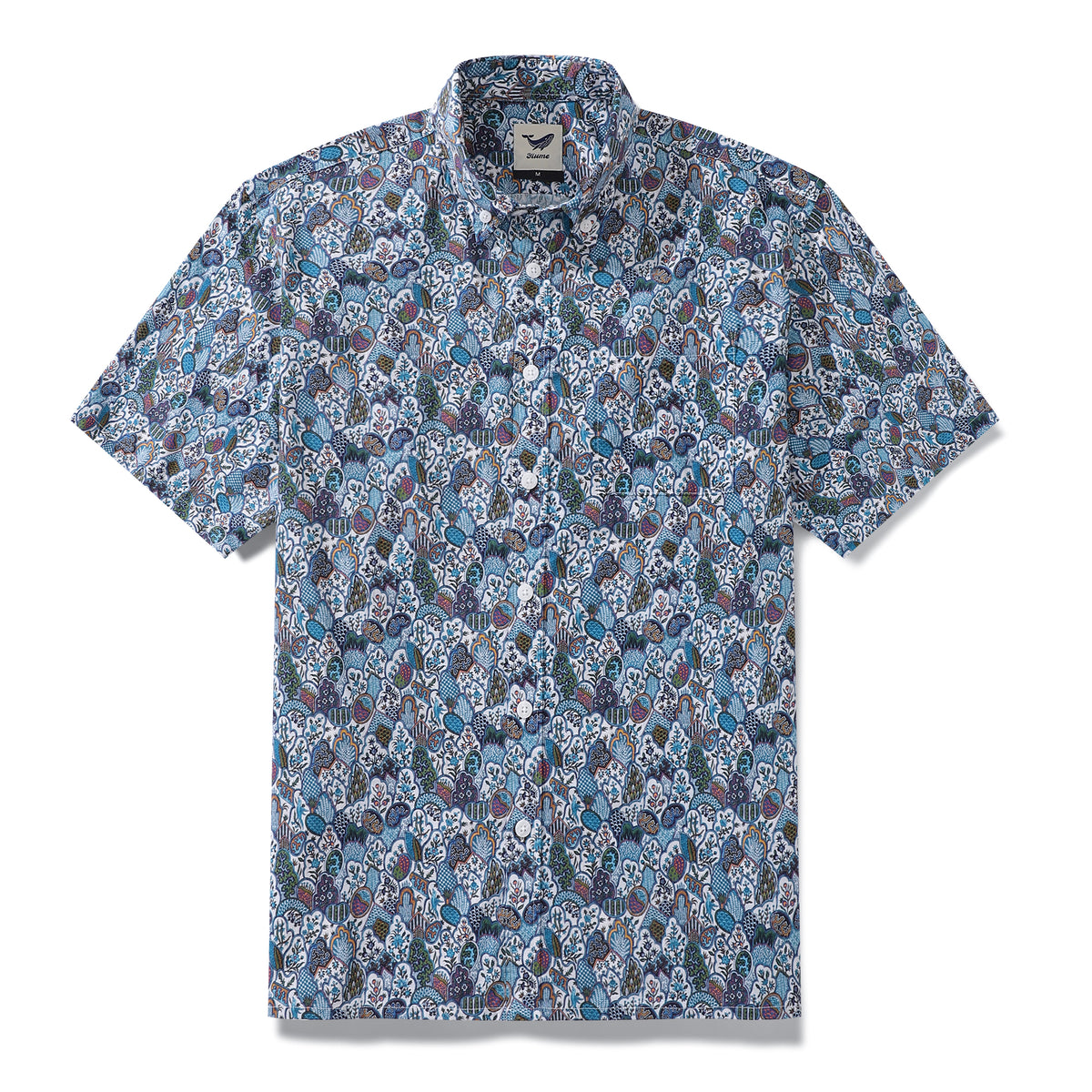 Men's Hawaiian Shirt Vintage Floral Print Cotton Button-down Short Sle ...
