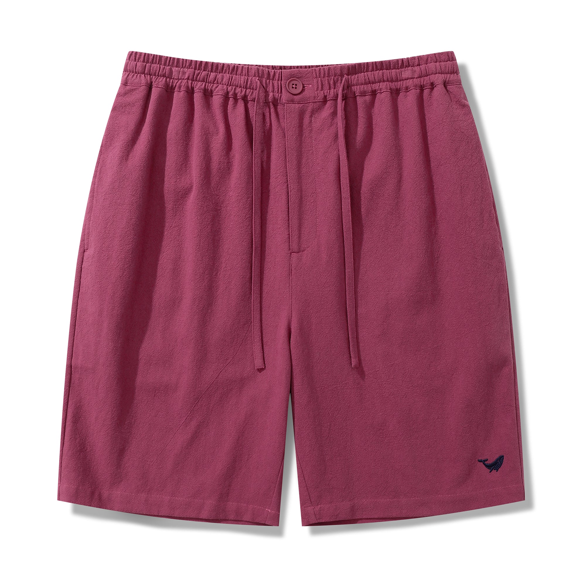 Mens Linen Shorts Mid-Rise Straight Bermuda 8-10 Inch Shorts - BURGUNDY Version 3.0