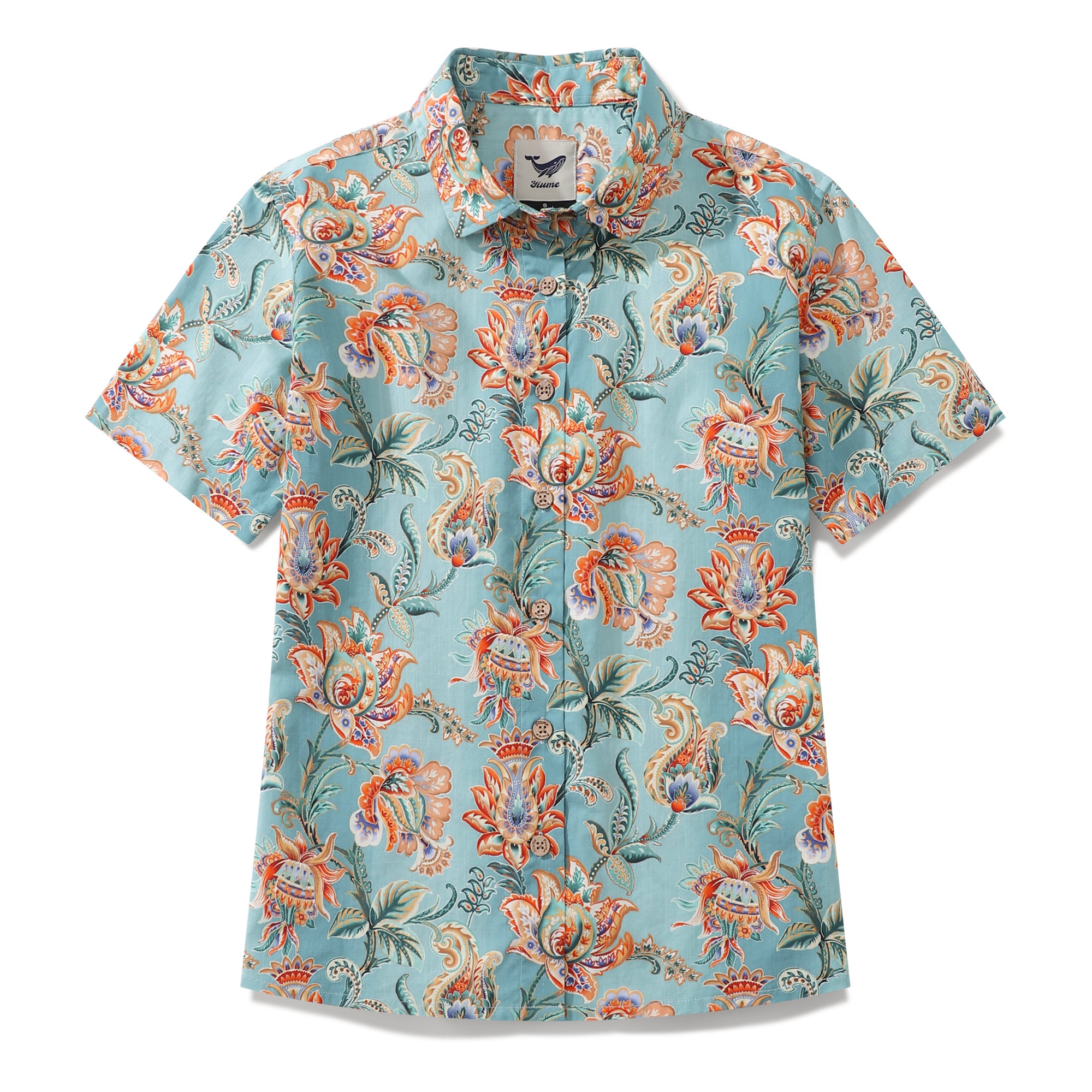 Women's Hawaiian Shirt Tree of Life By Brooklyn Bees Design Studio Print Cotton Button-down Short Sleeve