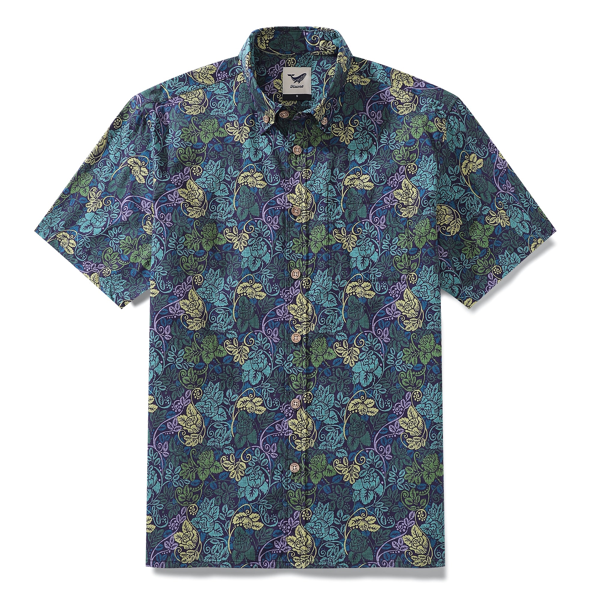 Men's Hawaiian Shirt Victorian Moody Roses Print By Andrea Leonelli Cotton Button-down Short Sleeve Aloha Shirt