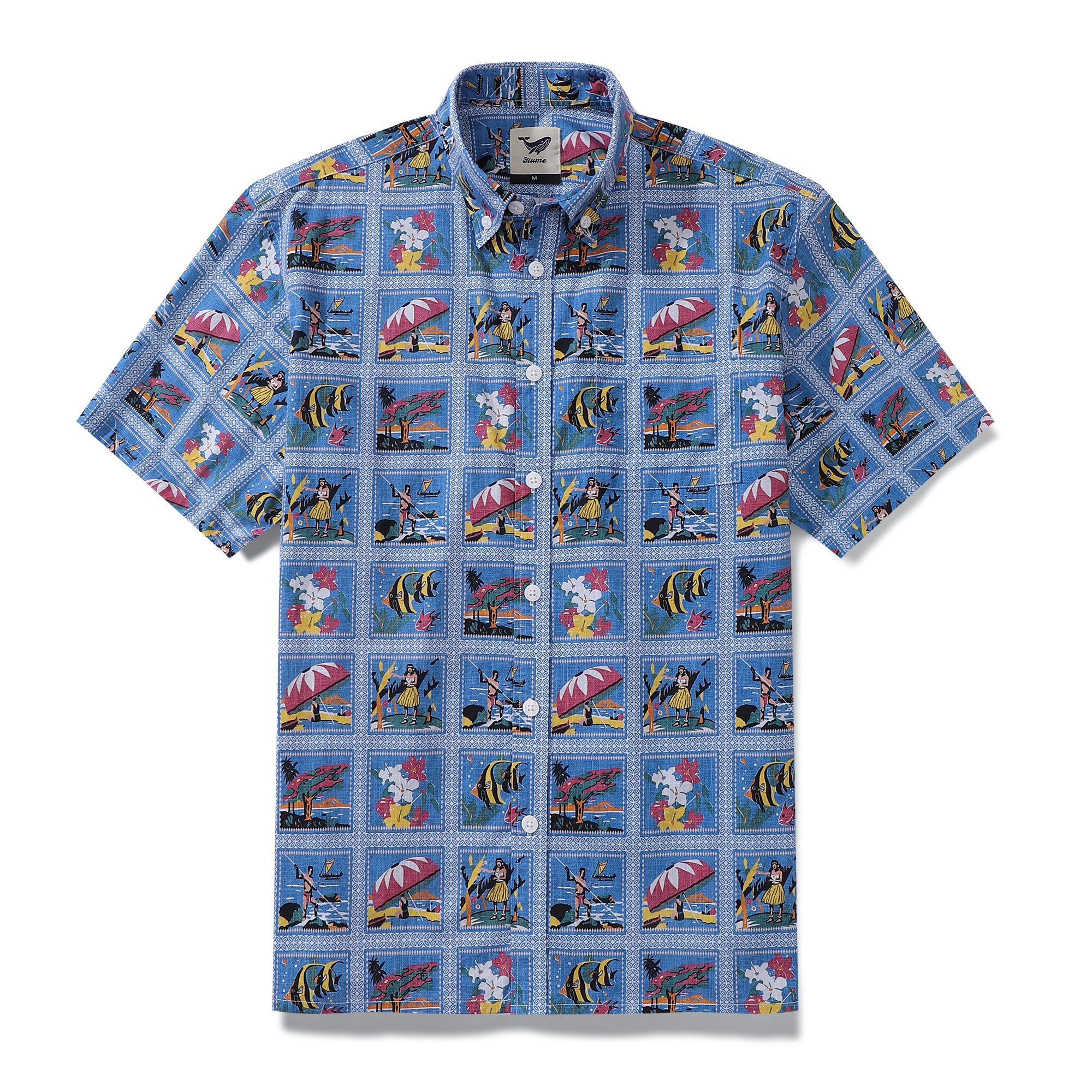 Men's Hawaiian Shirt Aloha From Hawaii Print Cotton Button-down Short Sleeve Aloha Shirt