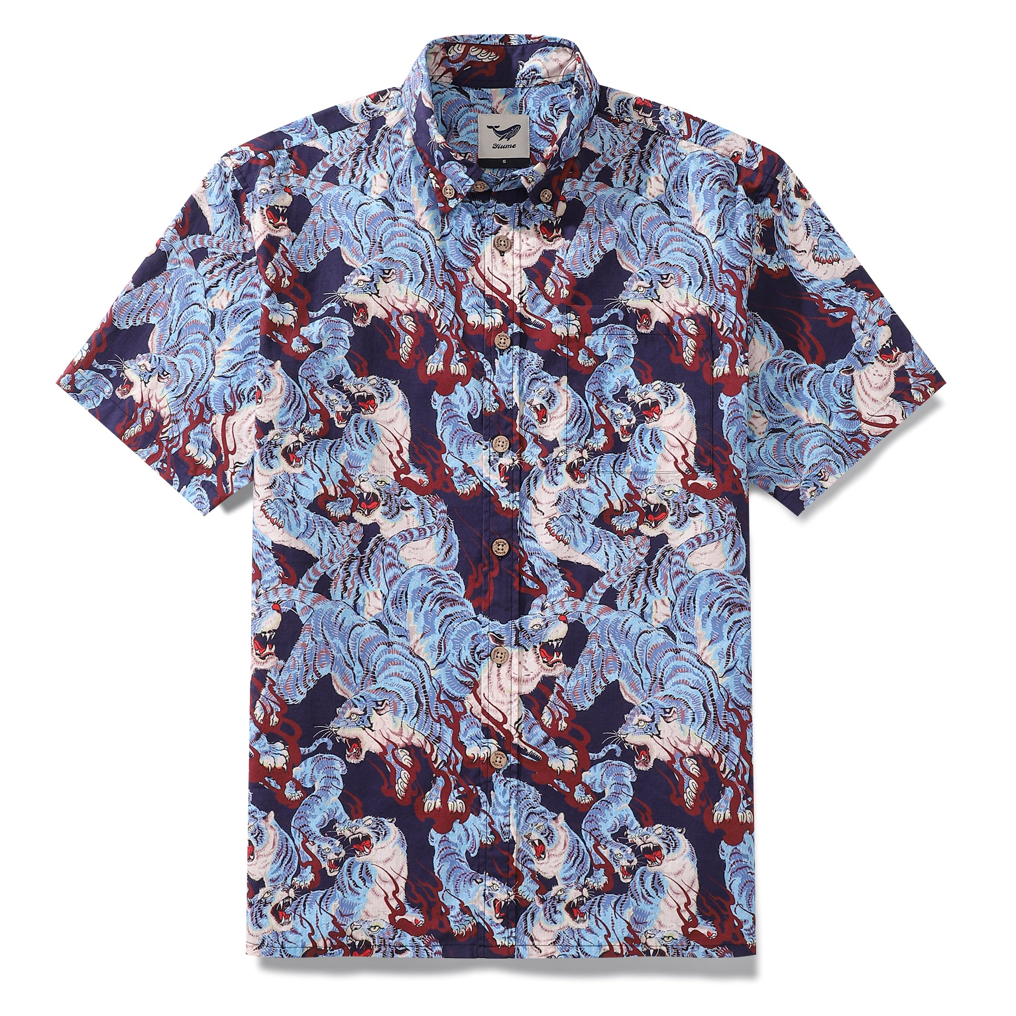 Chemise hawaïenne pour hommes Imprimé Staredown Chemise Aloha en coton à boutons, à manches courtes