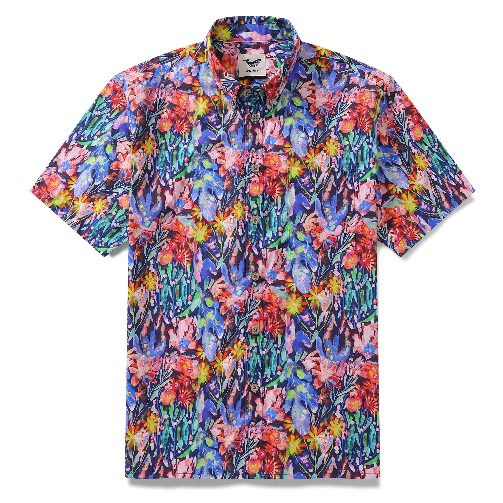 Camisa hawaiana para hombre Lona floral de Maria Montiel Camisa Aloha de manga corta con botones de algodón