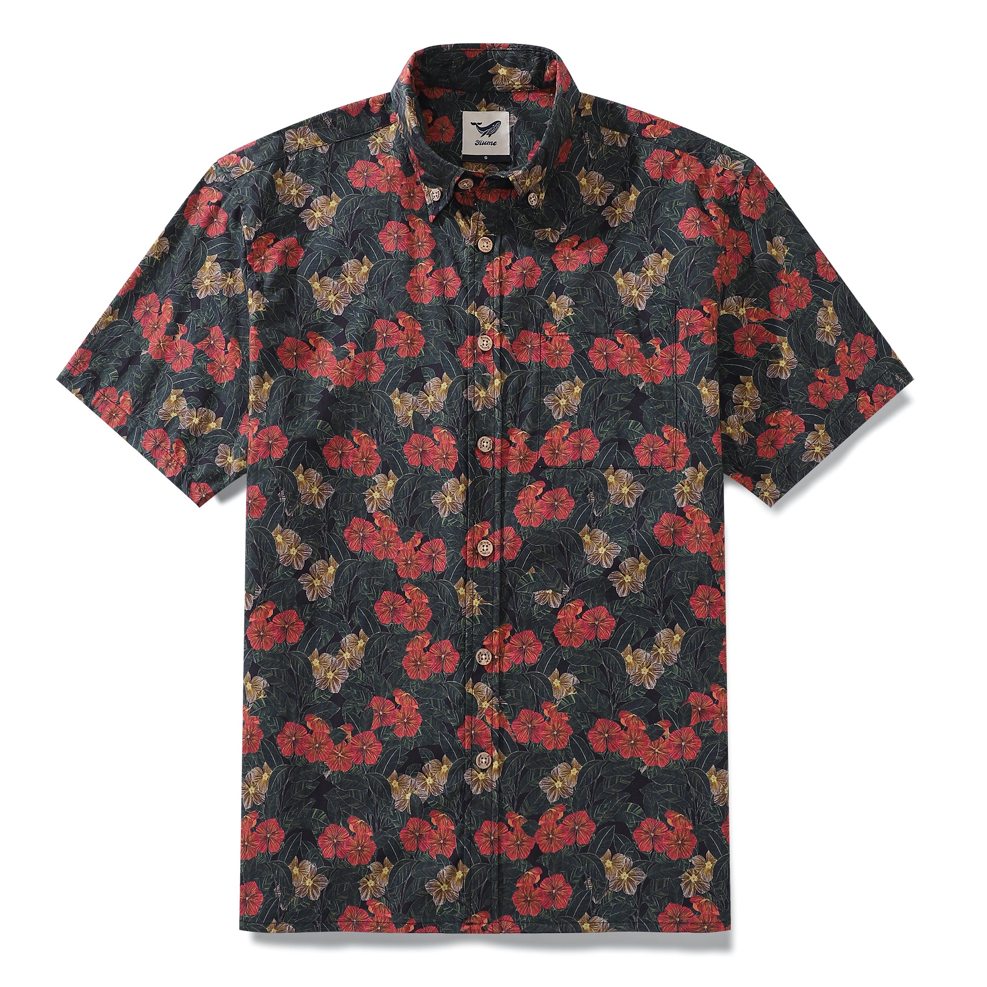 Valentine's Day Men's Hawaiian Shirt Serenity in Bloom Print By Mahhima Bansal Cotton Button-down Short Sleeve Aloha Shirt
