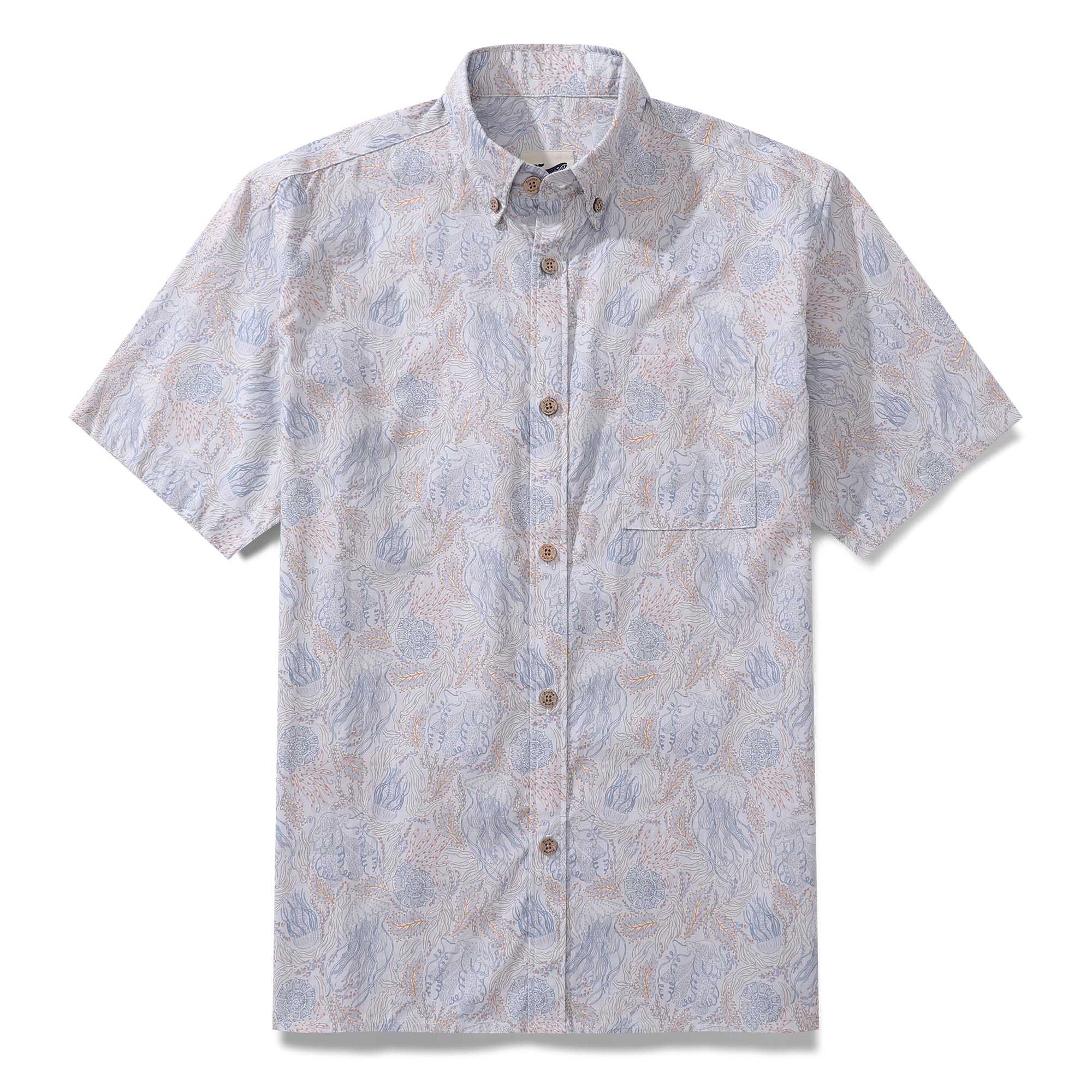 Men's Hawaiian Shirt Jellyfish Seascape By Andrea Leonelli Cotton Button-down Short Sleeve Aloha Shirt
