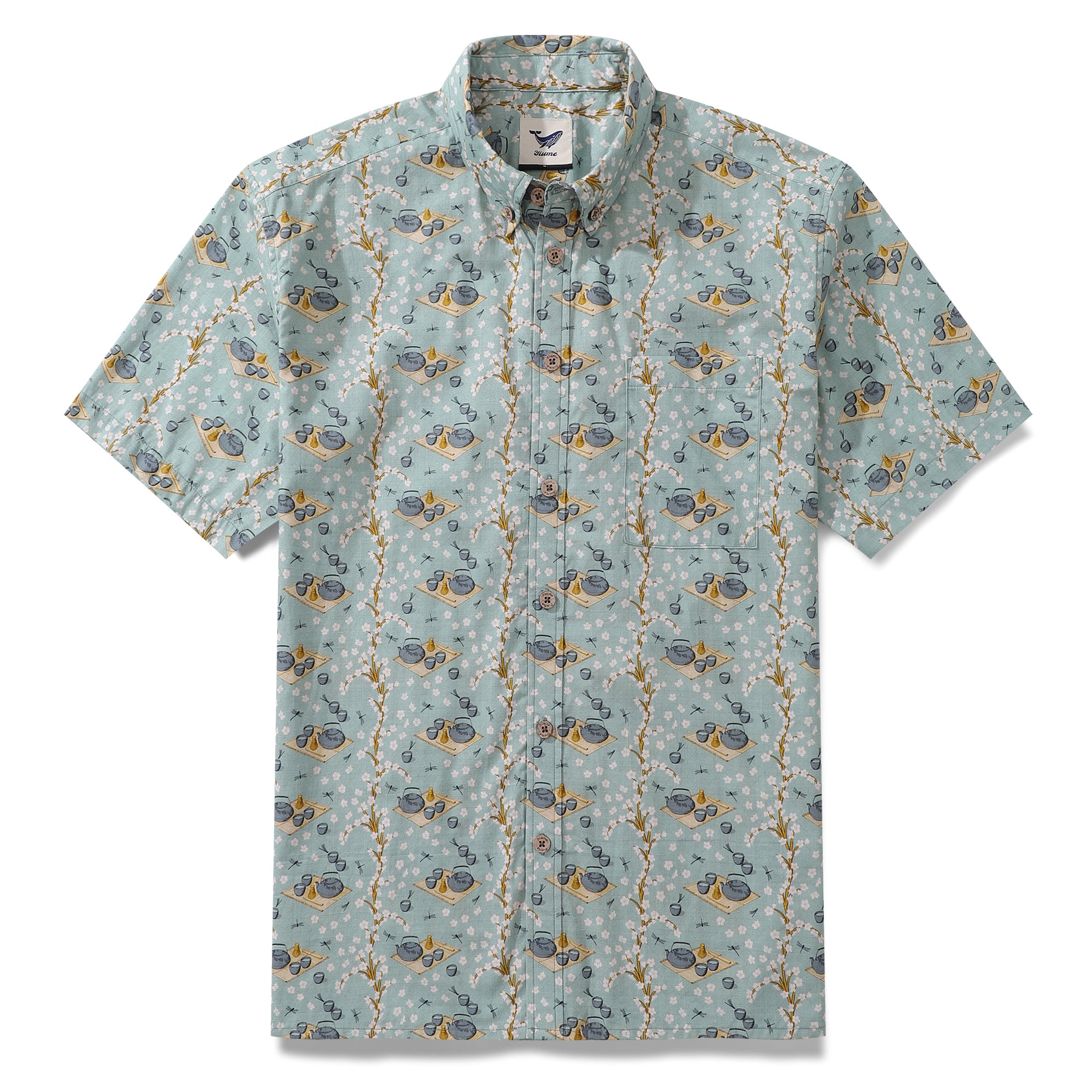 Herren Hawaiian Shirt Tee-Zeremonie von Maria Elena COCO Baumwolle Knopf-down Kurzarm Aloha Shirt