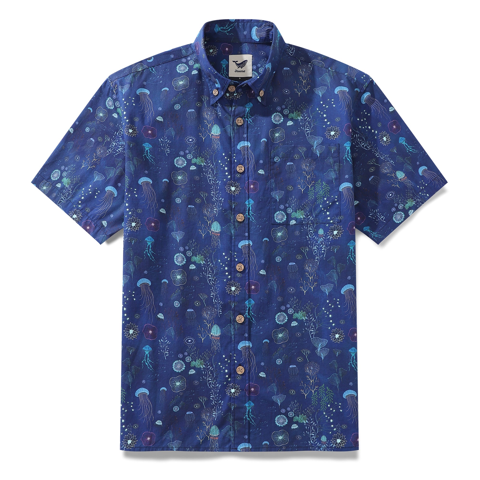 Men's Hawaiian Shirt Save the Ocean Cotton Button-down Short Sleeve Aloha Shirt