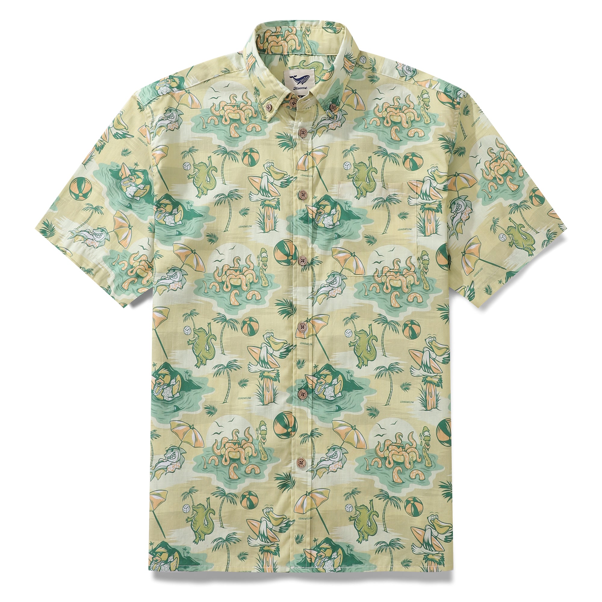 Men's Hawaiian Shirt Beach Party By Laihha Organna Cotton Button-down Short Sleeve Aloha Shirt