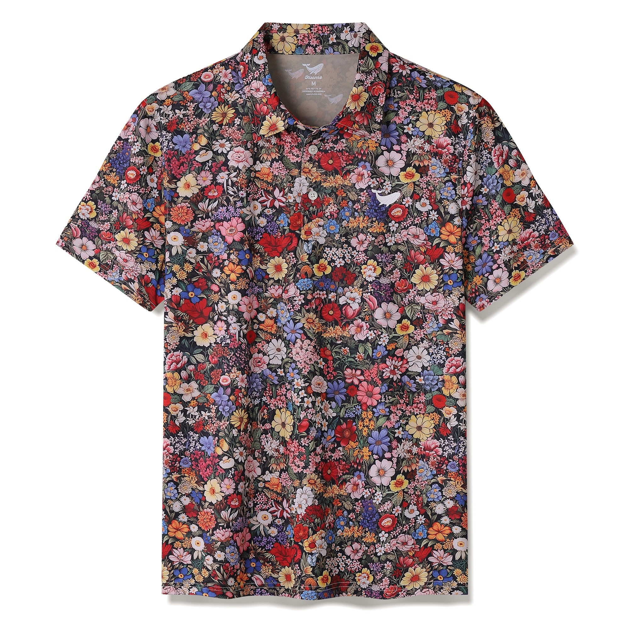 Men's Hawaiian Among the Flowers Print Short Sleeve Polo Shirt