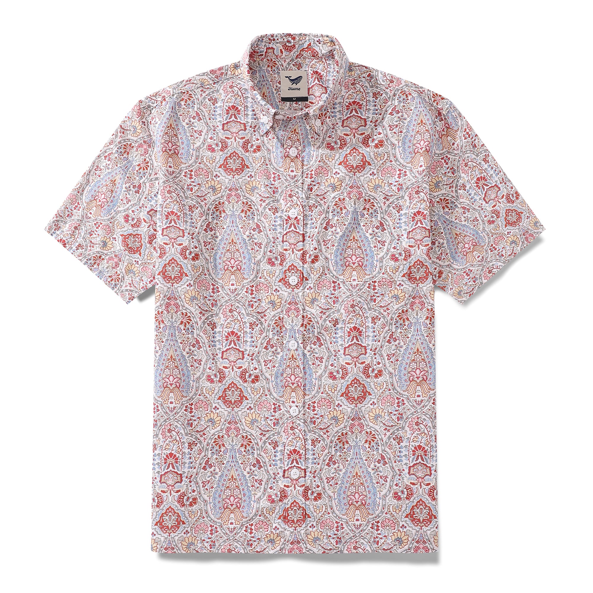 Men's Hawaiian Shirt Flower Pattern Print Cotton Button-down Short Sleeve Aloha Shirt