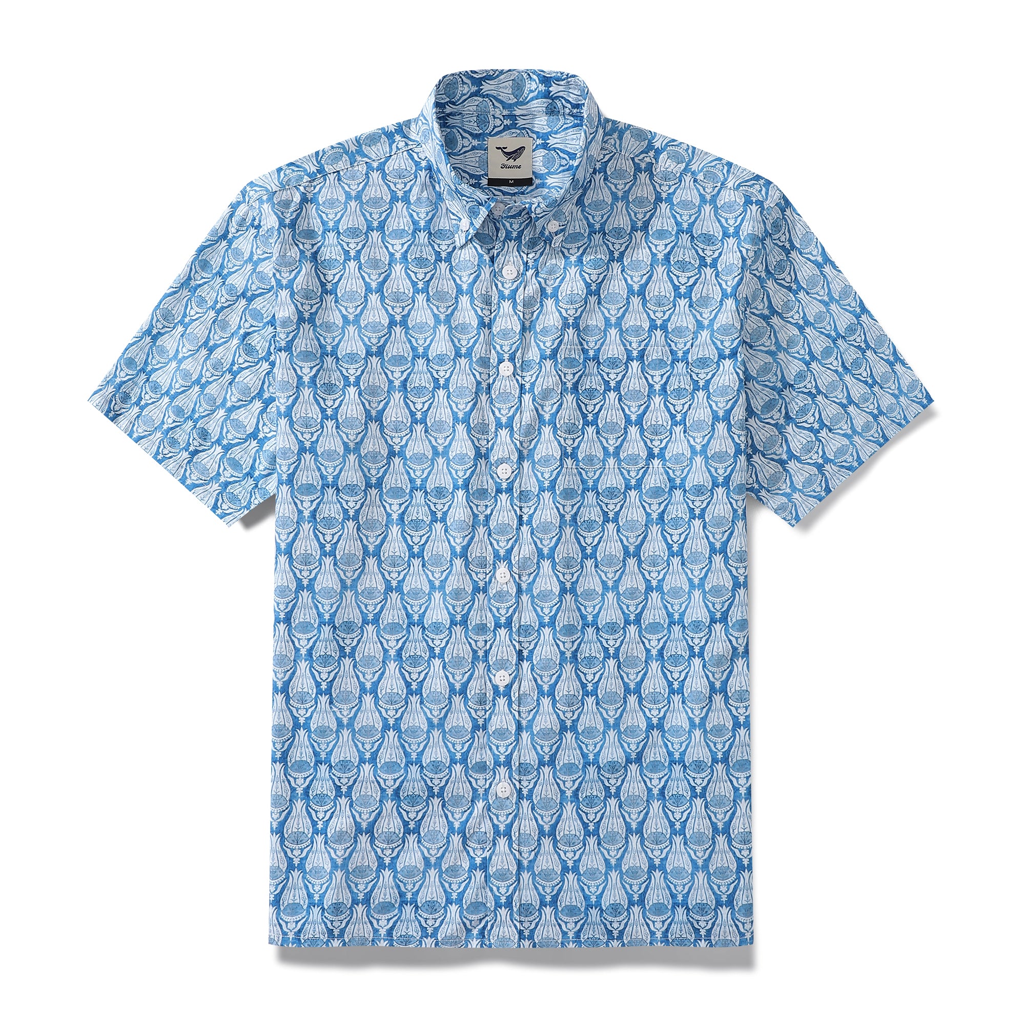 Men's Hawaiian Shirt Vintage Flowers Print Cotton Button-down