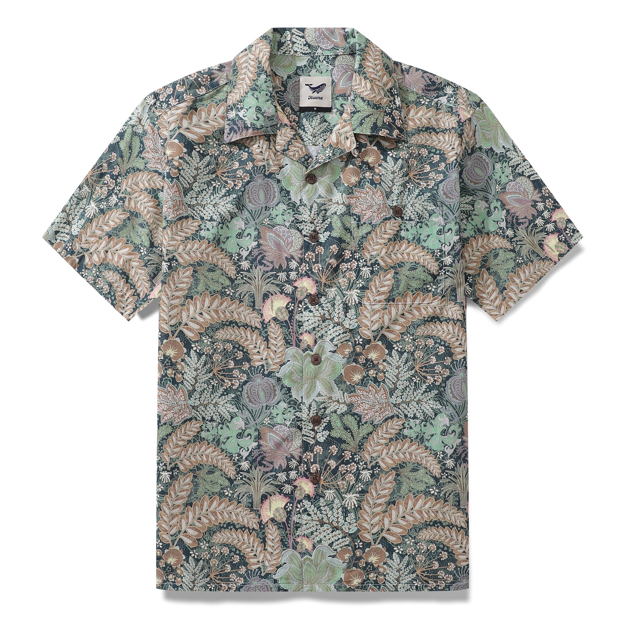 1950s Vintage Hawaiian Shirt For Men Lush Greenery Shirt Camp Collar 100% Cotton