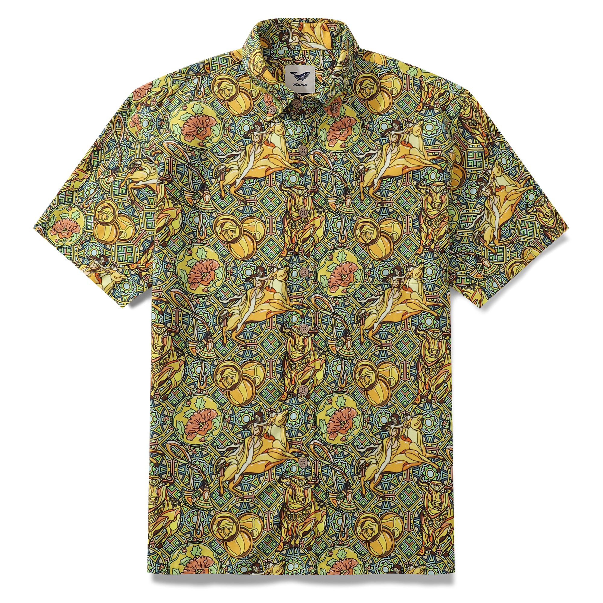 Men's Hawaiian Shirt Taurus Print Tencel™ Button-down Short Sleeve Alo ...