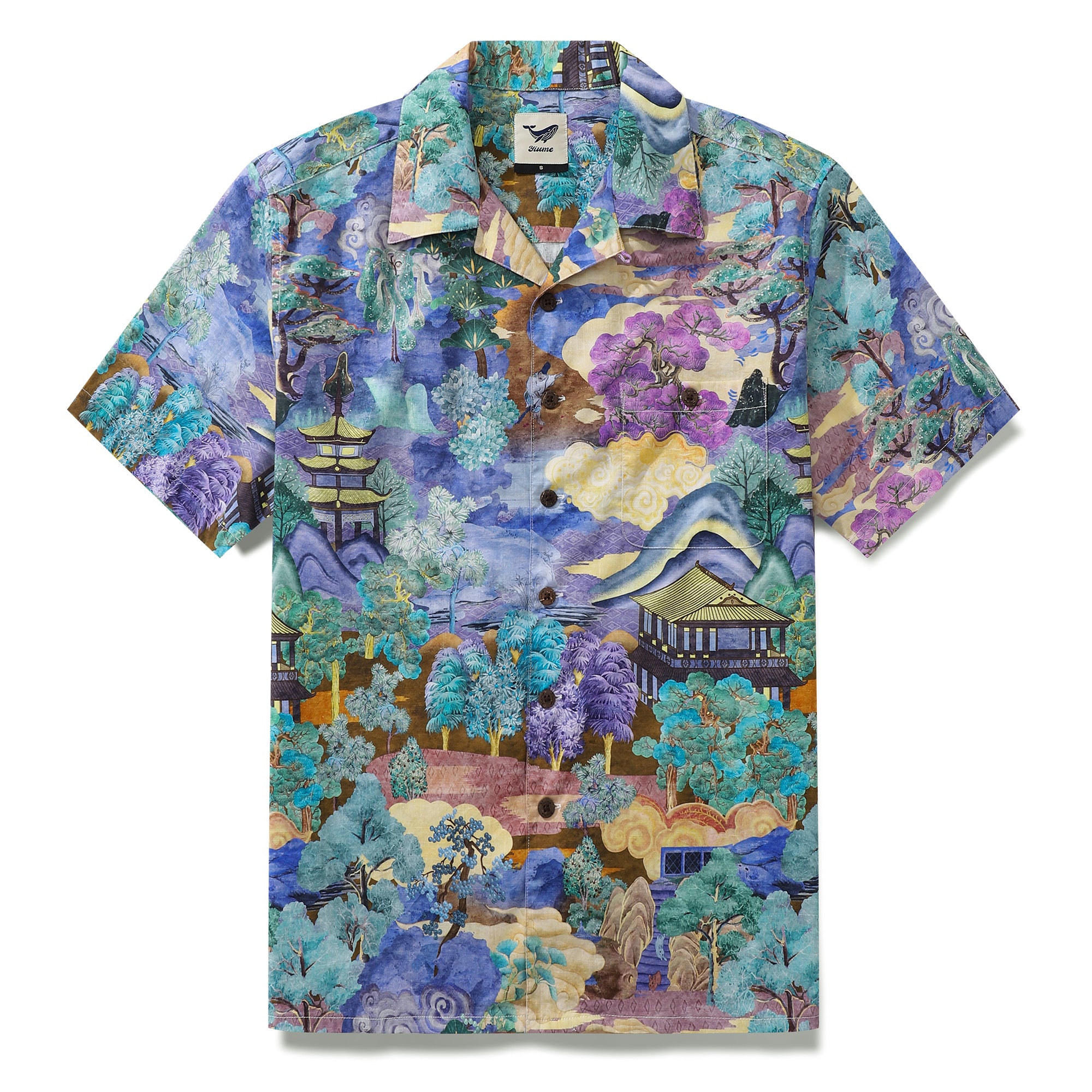 Camicie hawaiane da uomo Camicia paesaggistica in stile retrò giapponese