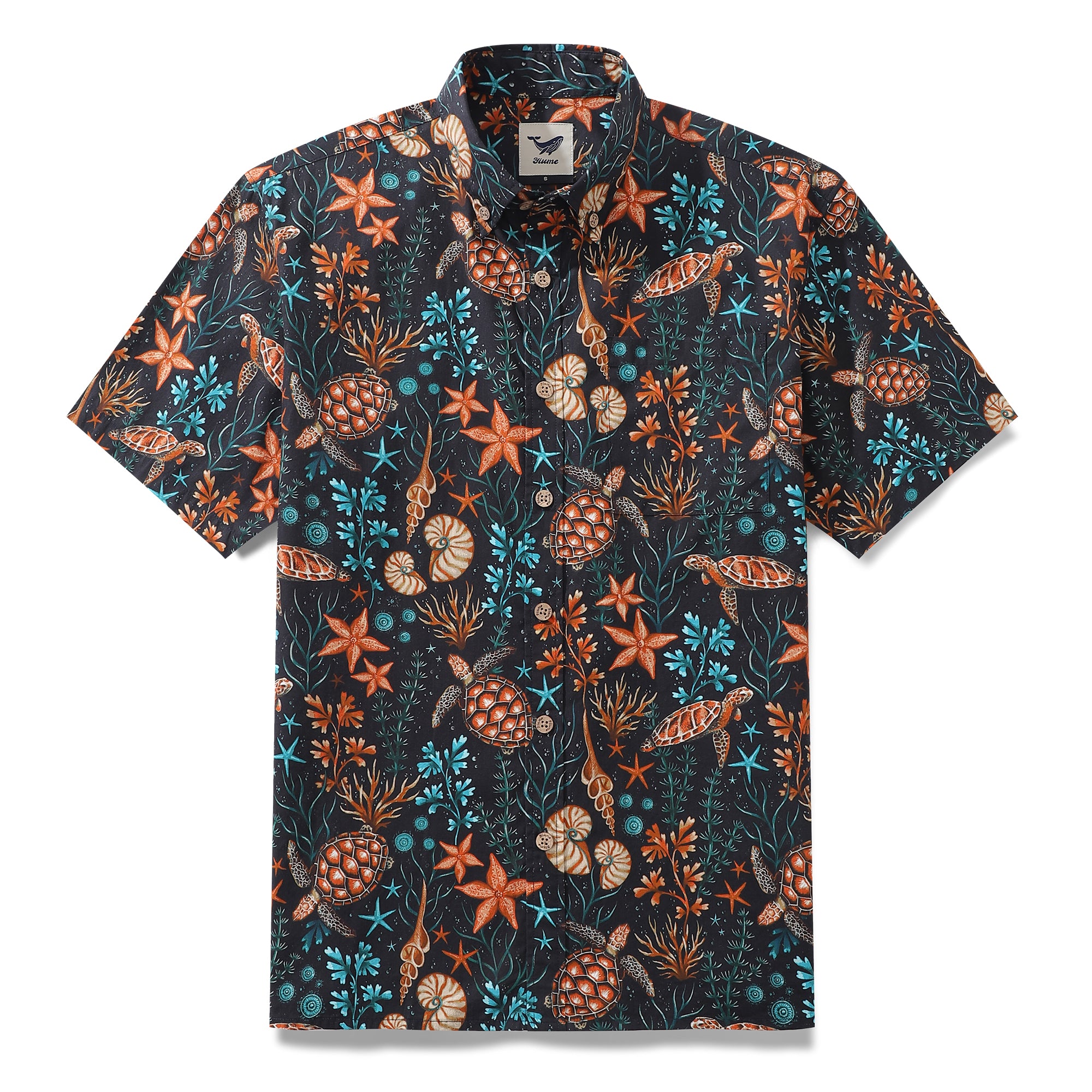 Men's Hawaiian Shirt Honu Hideaway By Luova Flow Cotton Button-down Short Sleeve Aloha Shirt